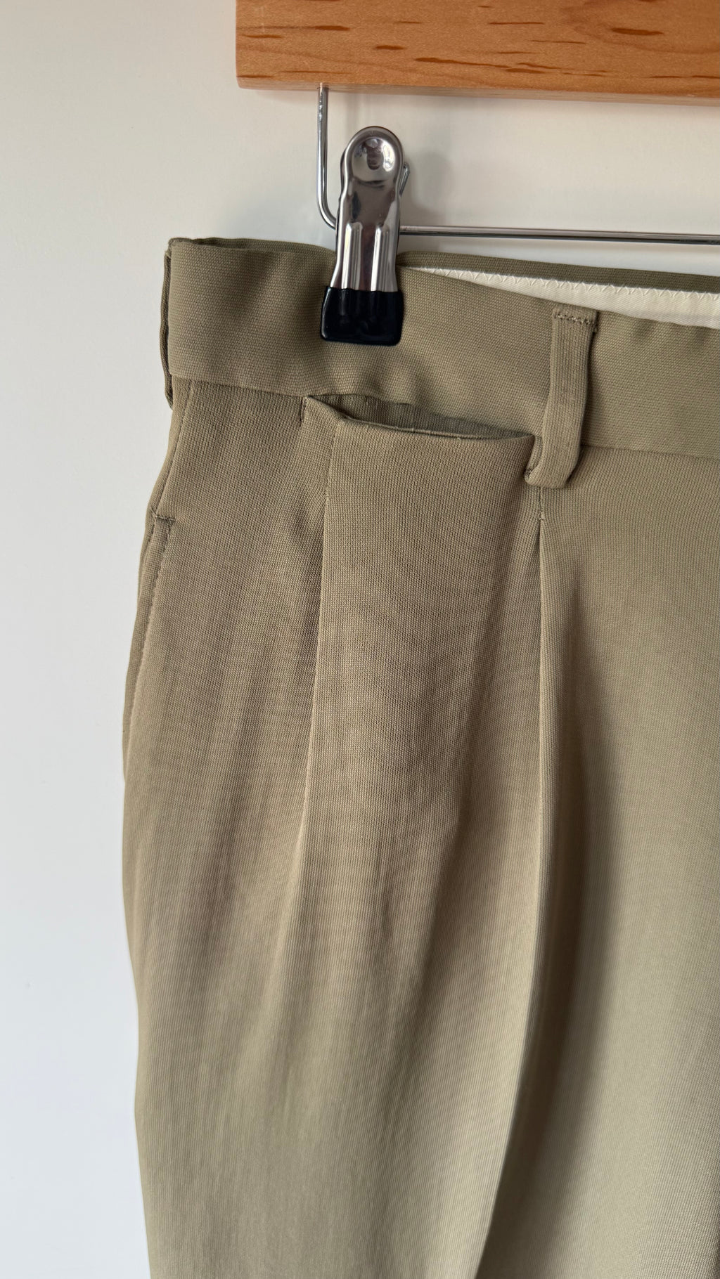 Emporio Armani AW1995 Nehru Collar Draped Khaki Taupe Suit - Size S Jacket / 30" Waist