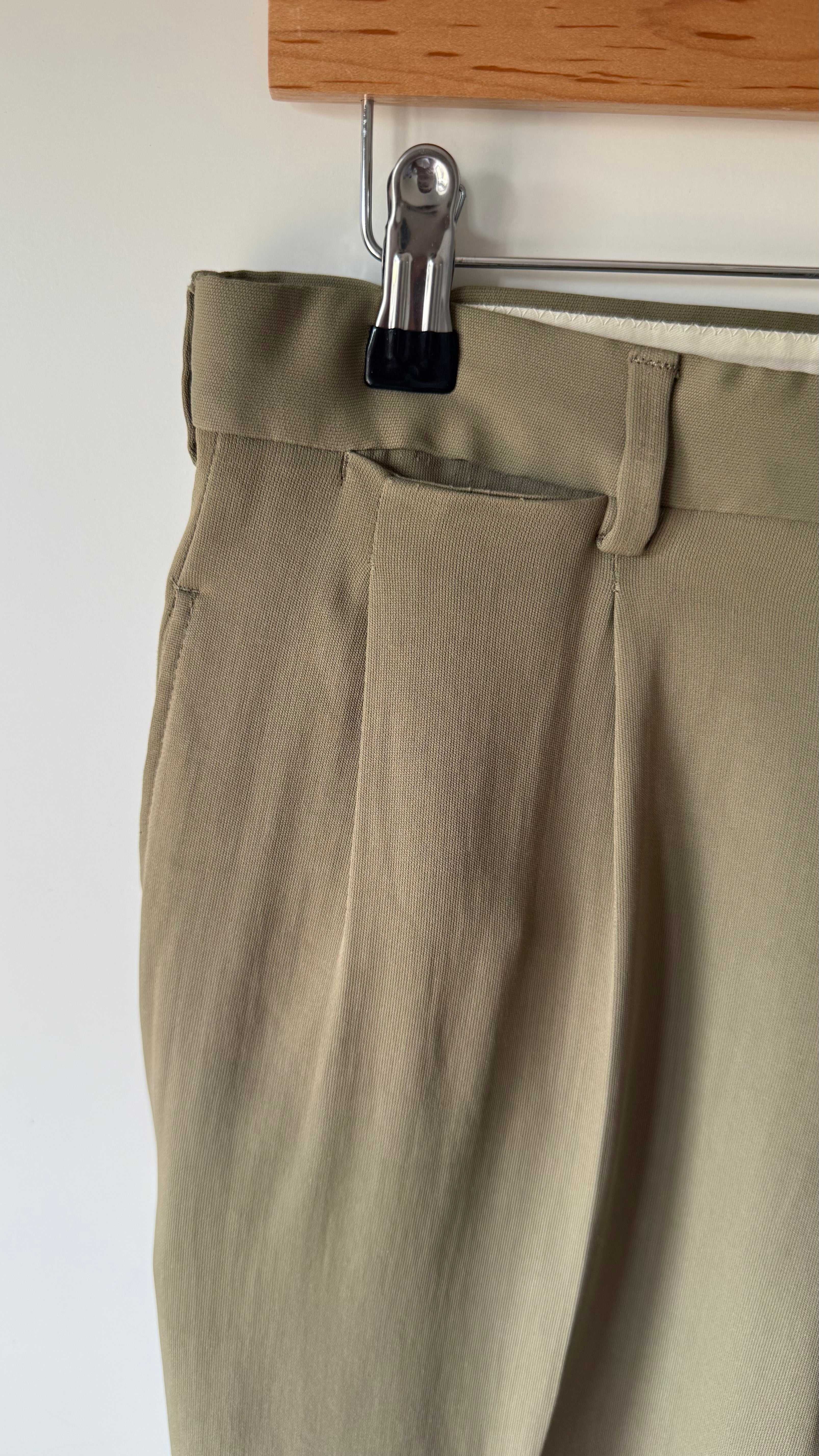 Emporio Armani AW1995 Nehru Collar Draped Khaki Taupe Suit - Size S Jacket / 30" Waist