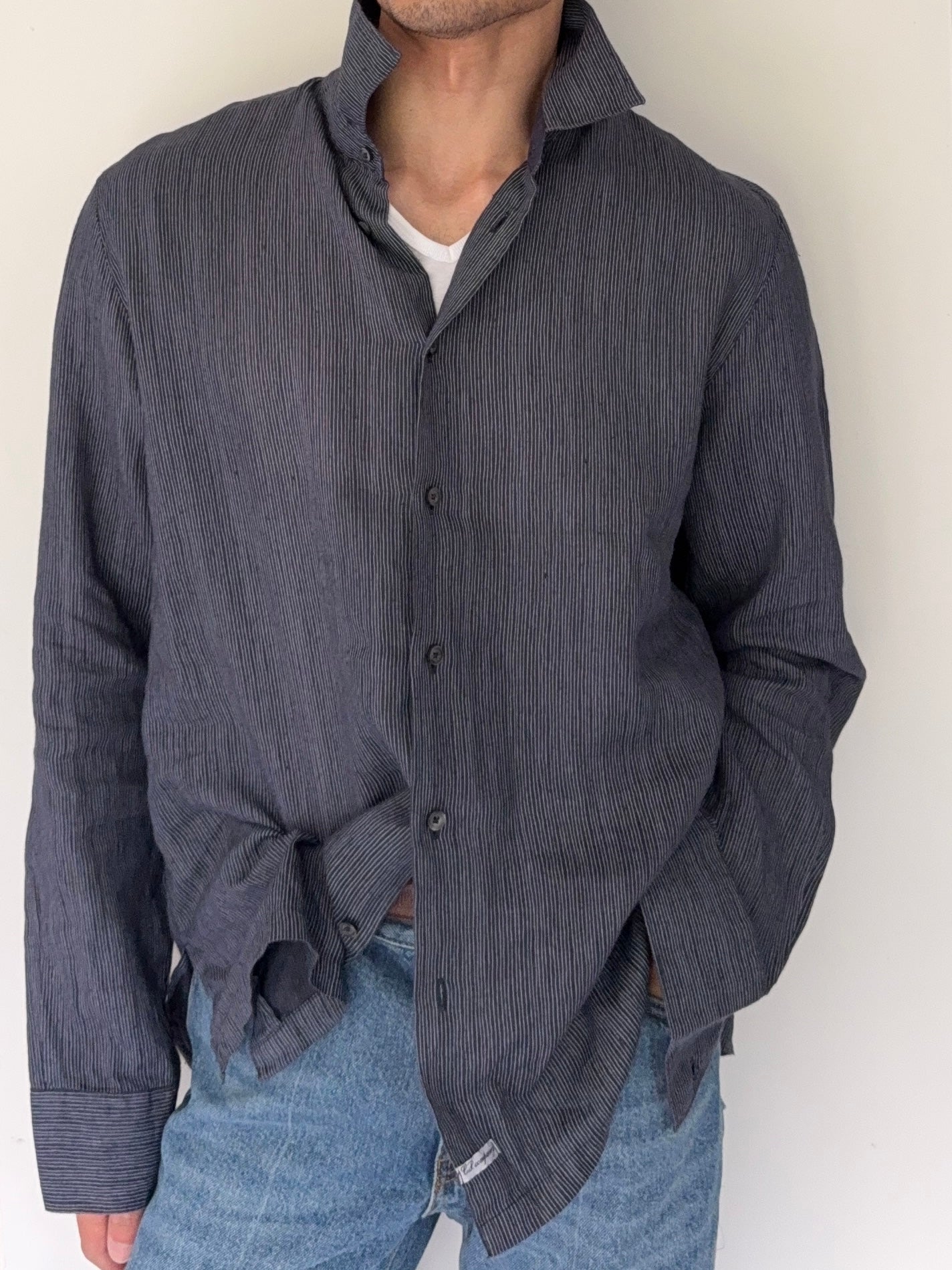 C.P. Company SS2006 Garment Dyed Striped Linen Shirt - Size L