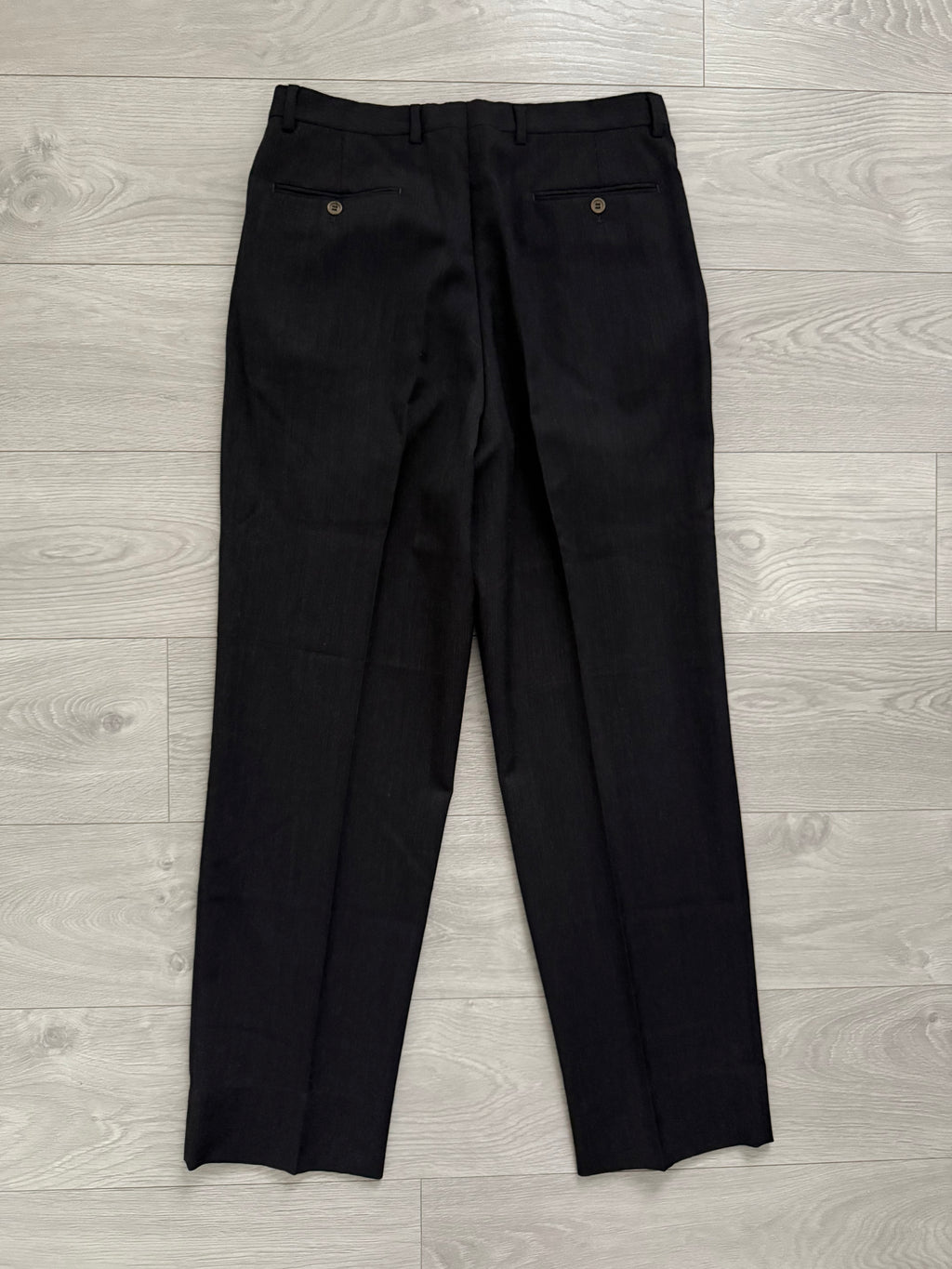 Giorgio Armani 1980s Double Breasted Pleated Wool Suit Espresso Charcoal New - Size L Jacket / 32" Waist