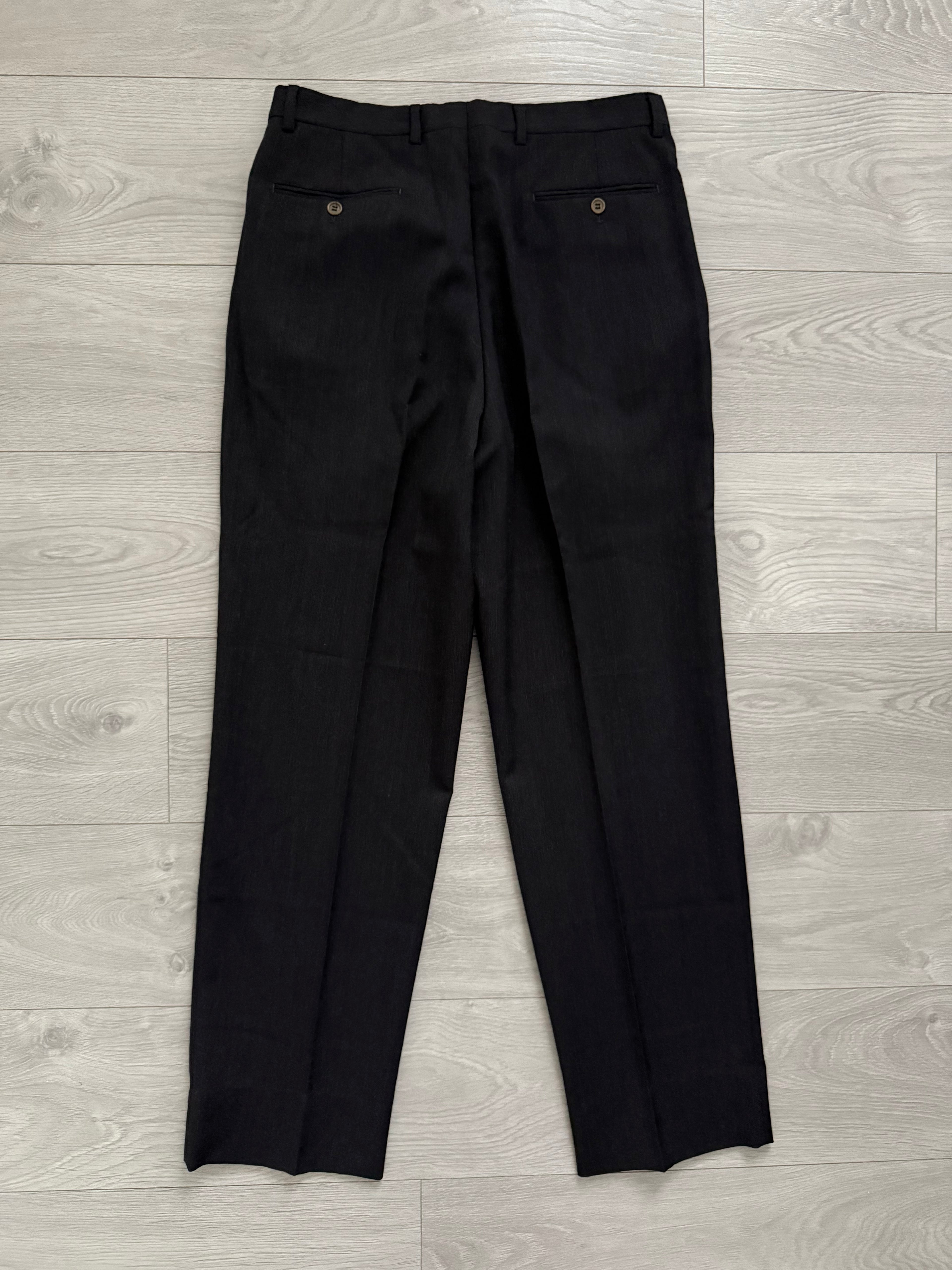 Giorgio Armani 1980s Double Breasted Pleated Wool Suit Espresso Charcoal New - Size L Jacket / 32" Waist