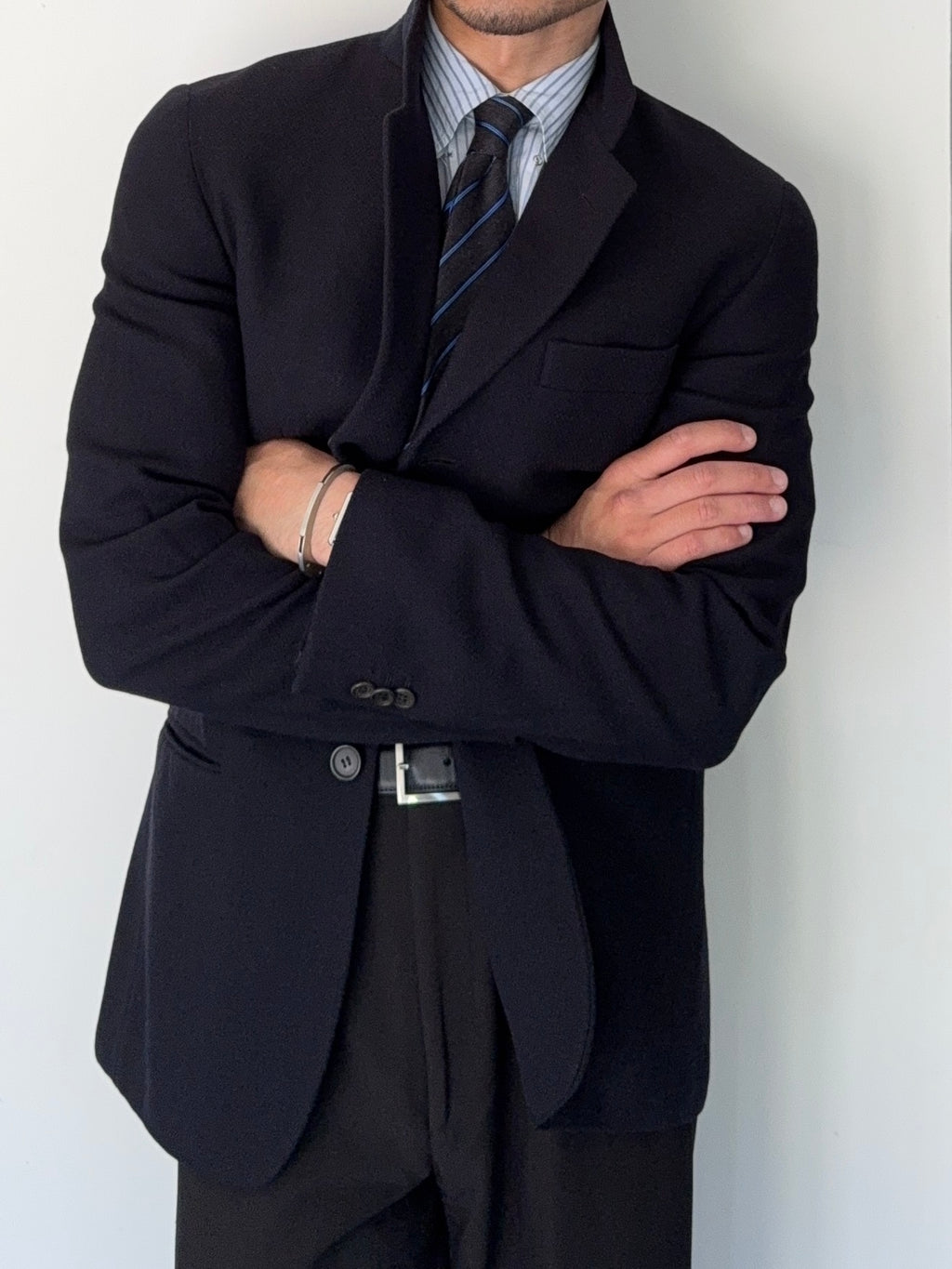 Giorgio Armani Black Label 1990s Navy Wool Sports Jacket Blazer - Size M