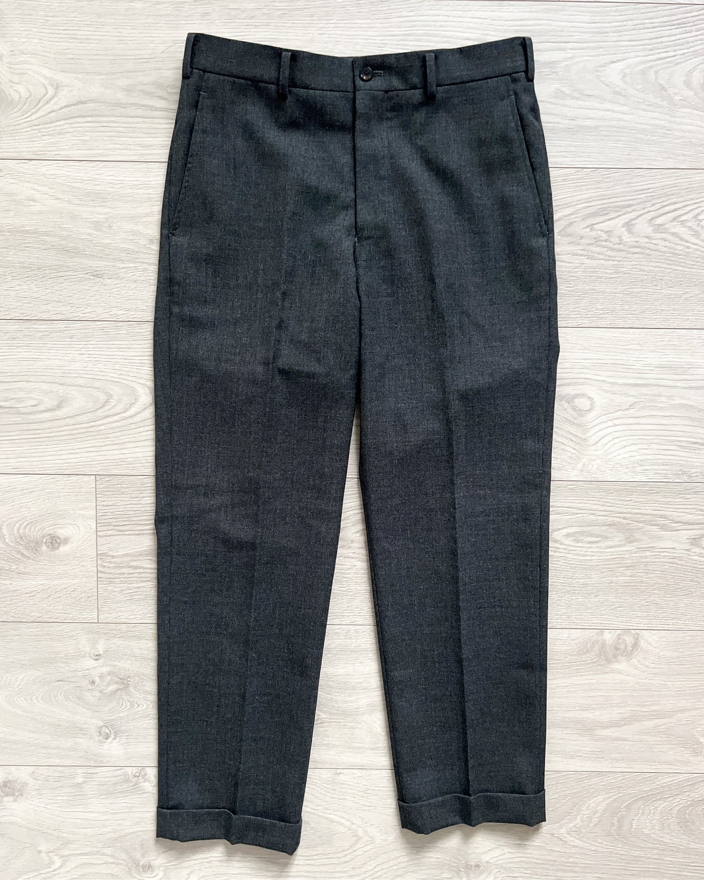 Comme Des Garcons Homme Deux AW2014 Turn-Up Wool Grey Trousers - Size 32