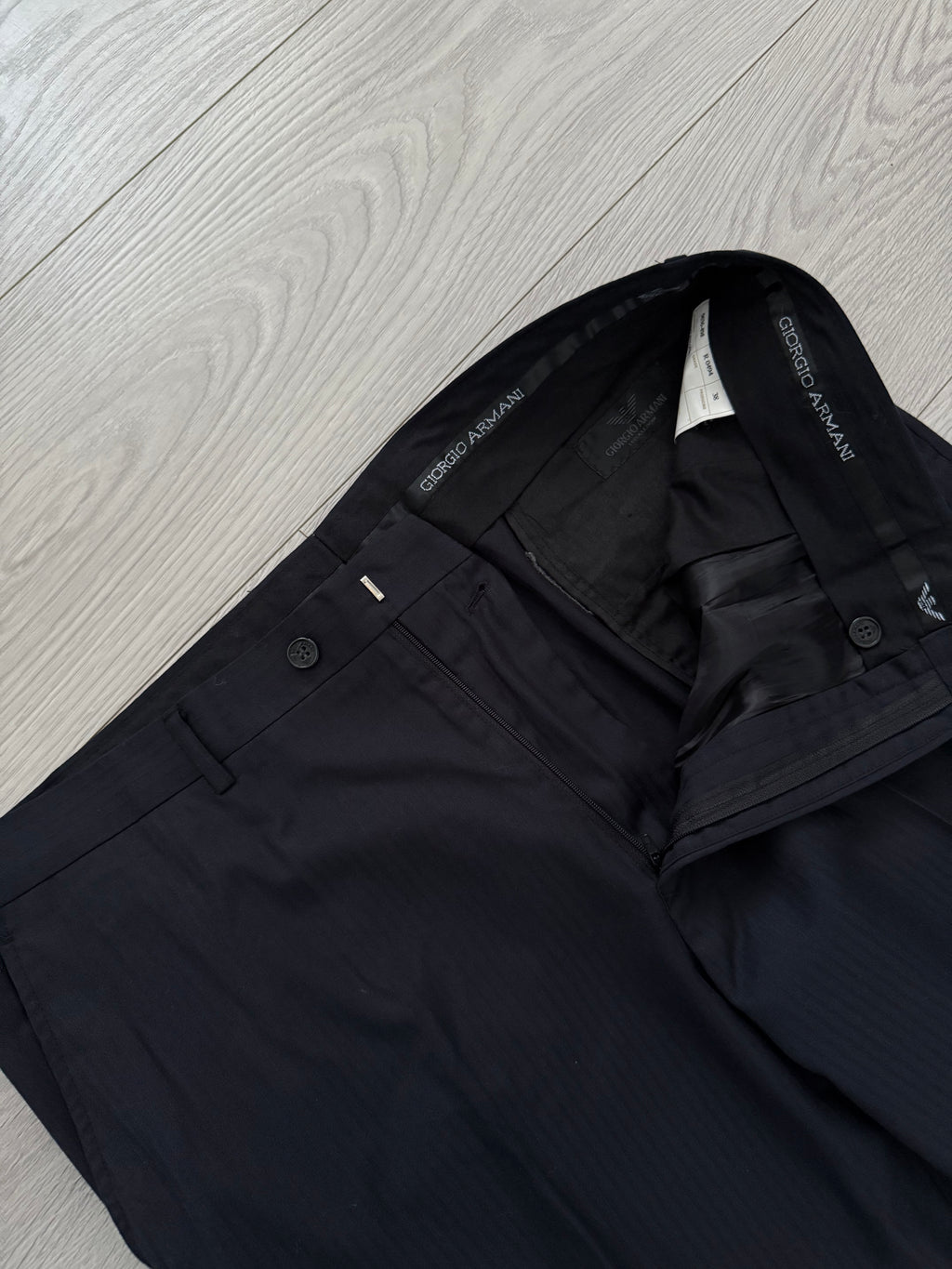 Armani 2000s Striped Navy Suit - XL Jacket / 38" Waist