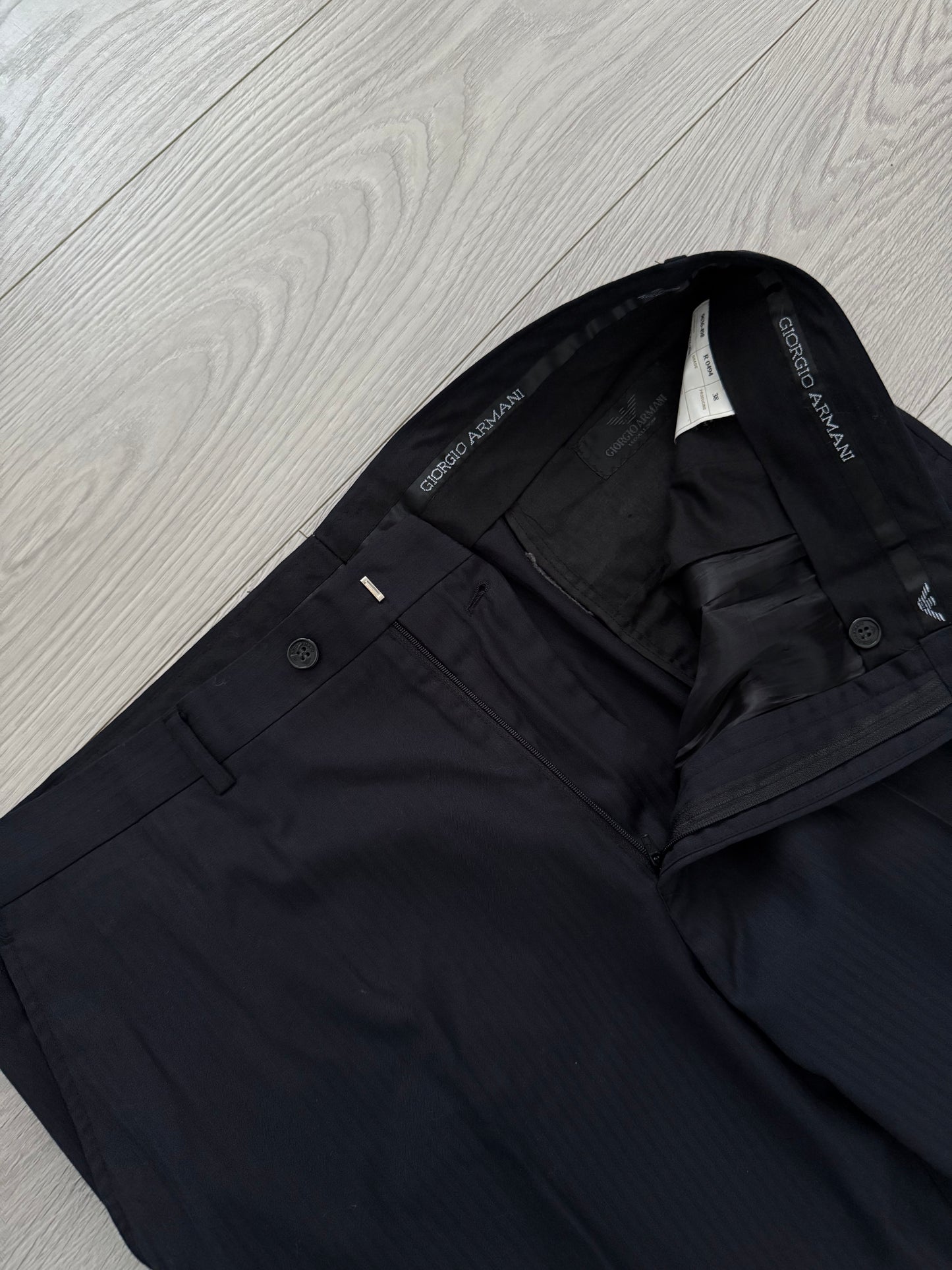 Armani 2000s Striped Navy Suit - XL Jacket / 38" Waist