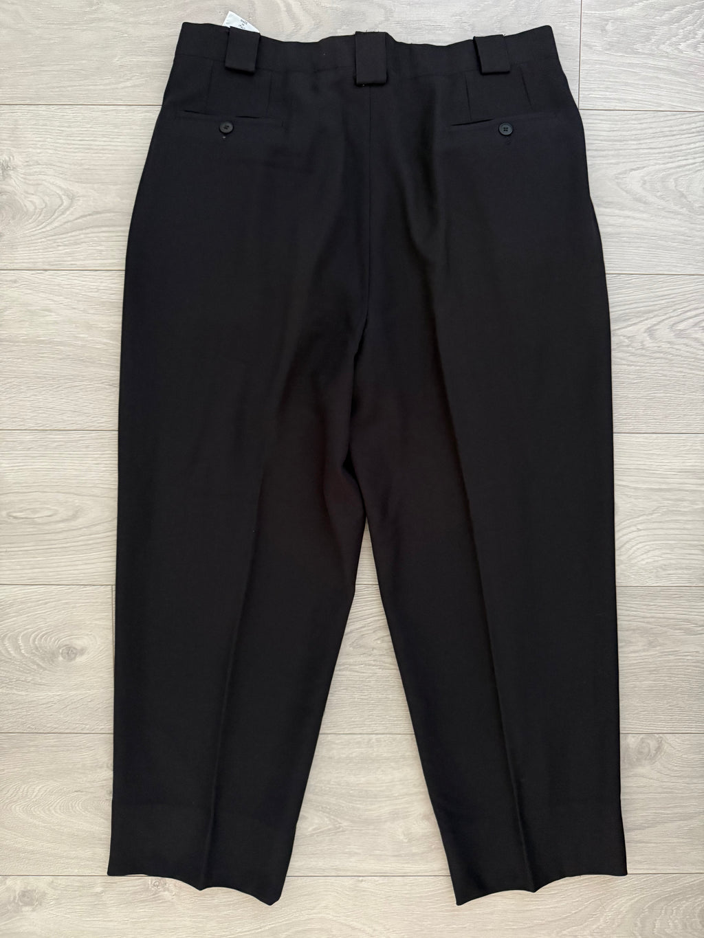 Giorgio Armani 1980s Double Pleat Draped Wool Black Pants - Size 36" Waist