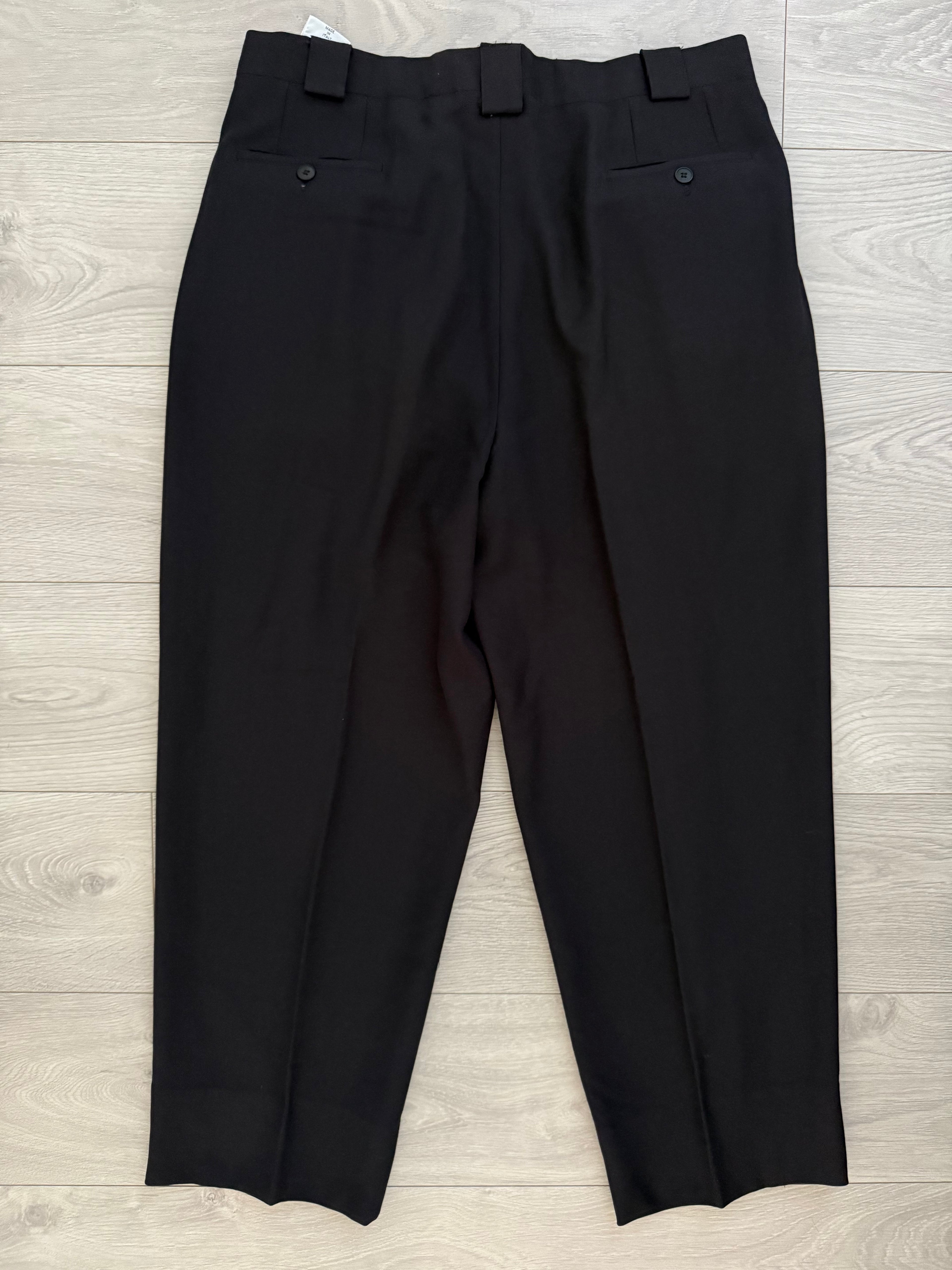 Giorgio Armani 1980s Double Pleat Draped Wool Black Pants - Size 36" Waist