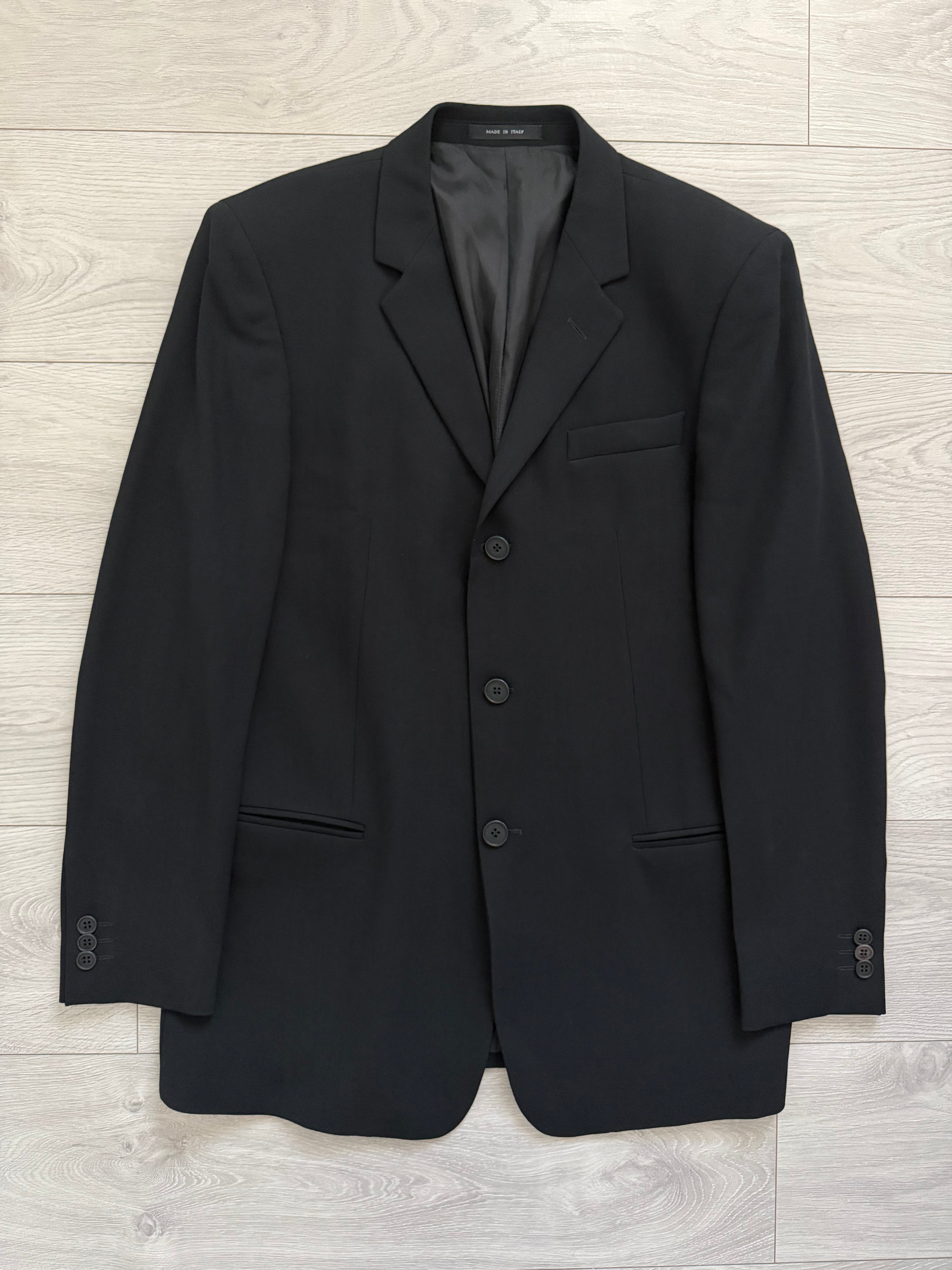 Emporio Armani 1990s 3B Black Draped Wool Suit - Size L Jacket / 34" Waist