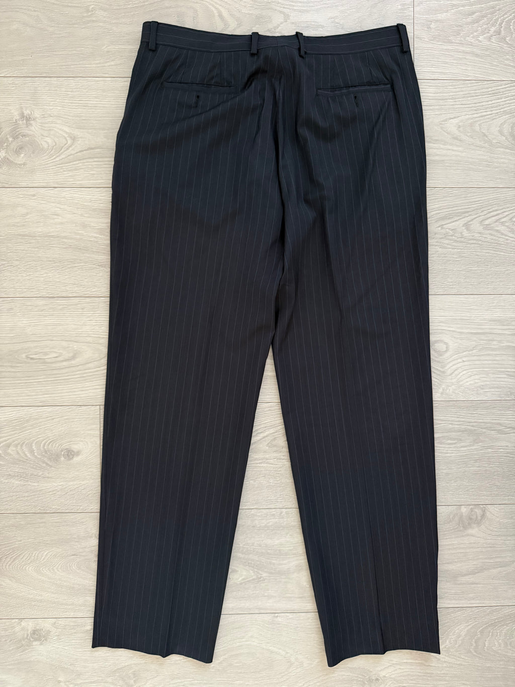 Emporio Armani 1990s 2B Striped Navy Suit - Size XXL Jacket / 38" Waist