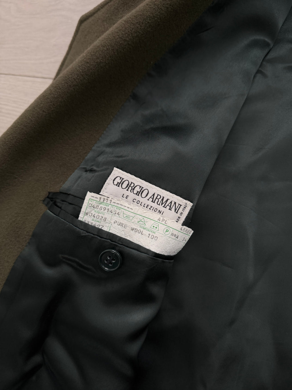 Giorgio Armani 1980s Double Breasted Long Wool Overcoat Green - Size M