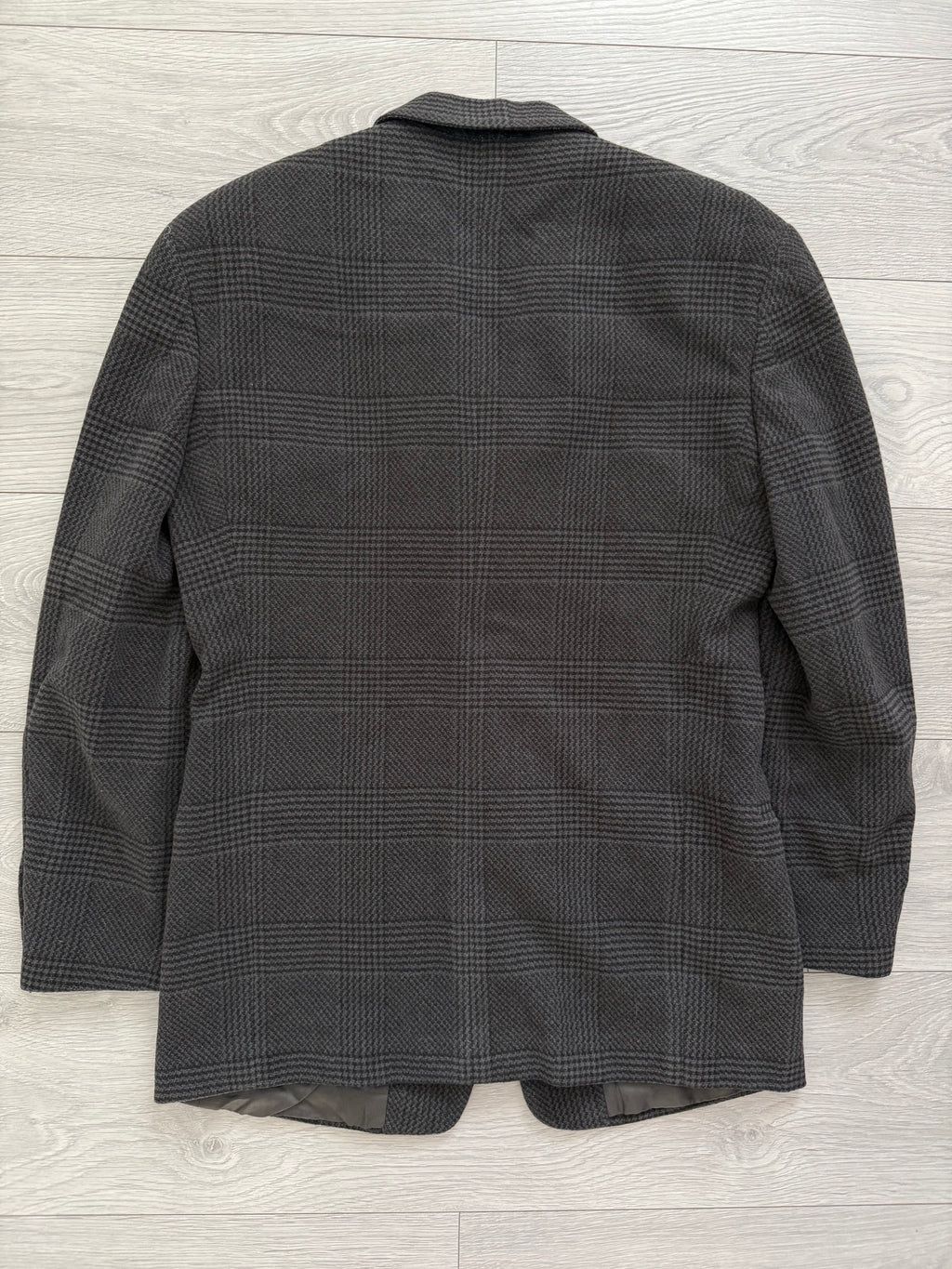 Emporio Armani 1990s 3B Houndstooth Wool Grey Sports Jacket Blazer - Size M