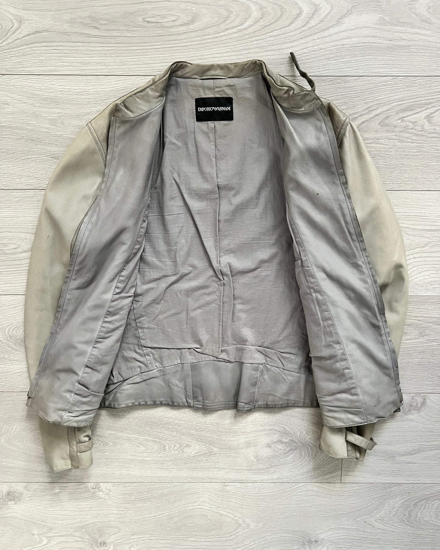 Emporio Armani 2008 Leather Cafe Racer Jacket - Size S