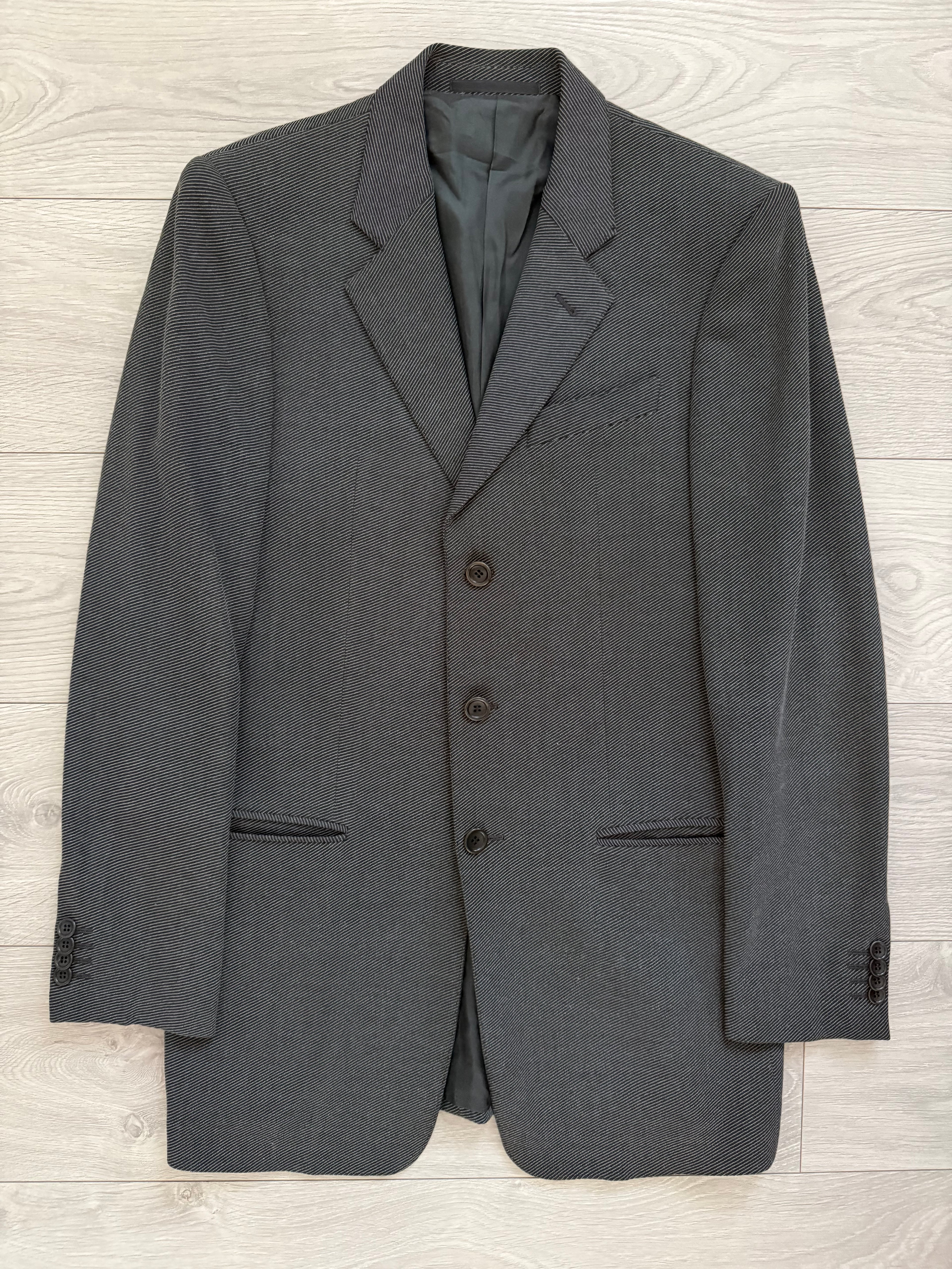 Armani 1990s 3B Twill Wool Cotton Pleated Grey Suit - Size S Jacket / 30" Waist