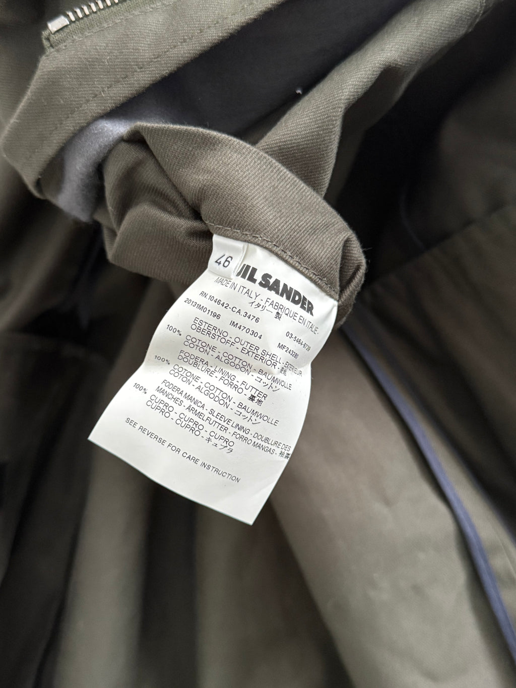 Jil Sander SS2013 Green Utility Coat - Size S