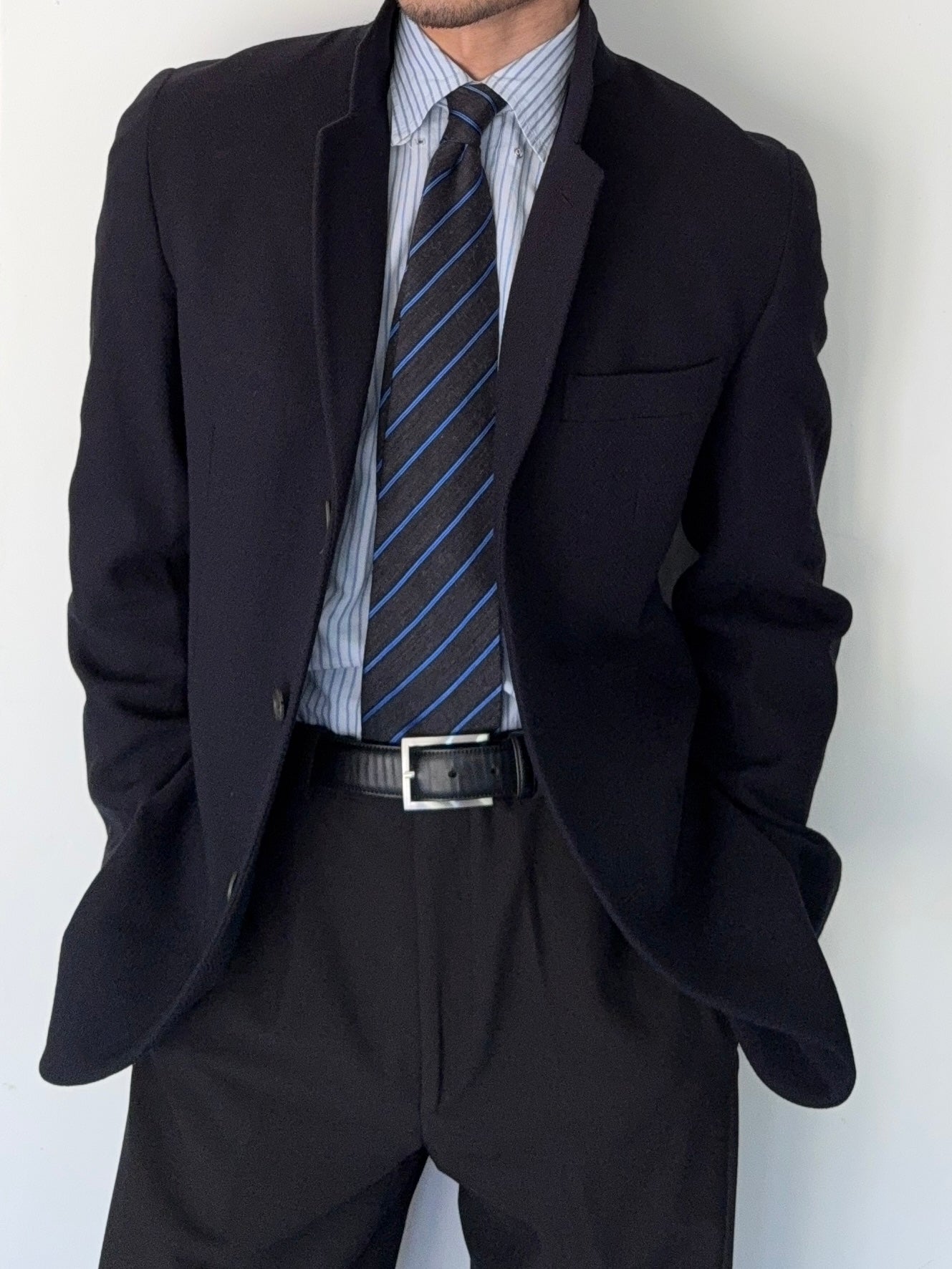 Giorgio Armani Black Label 1990s Navy Wool Sports Jacket Blazer - Size M