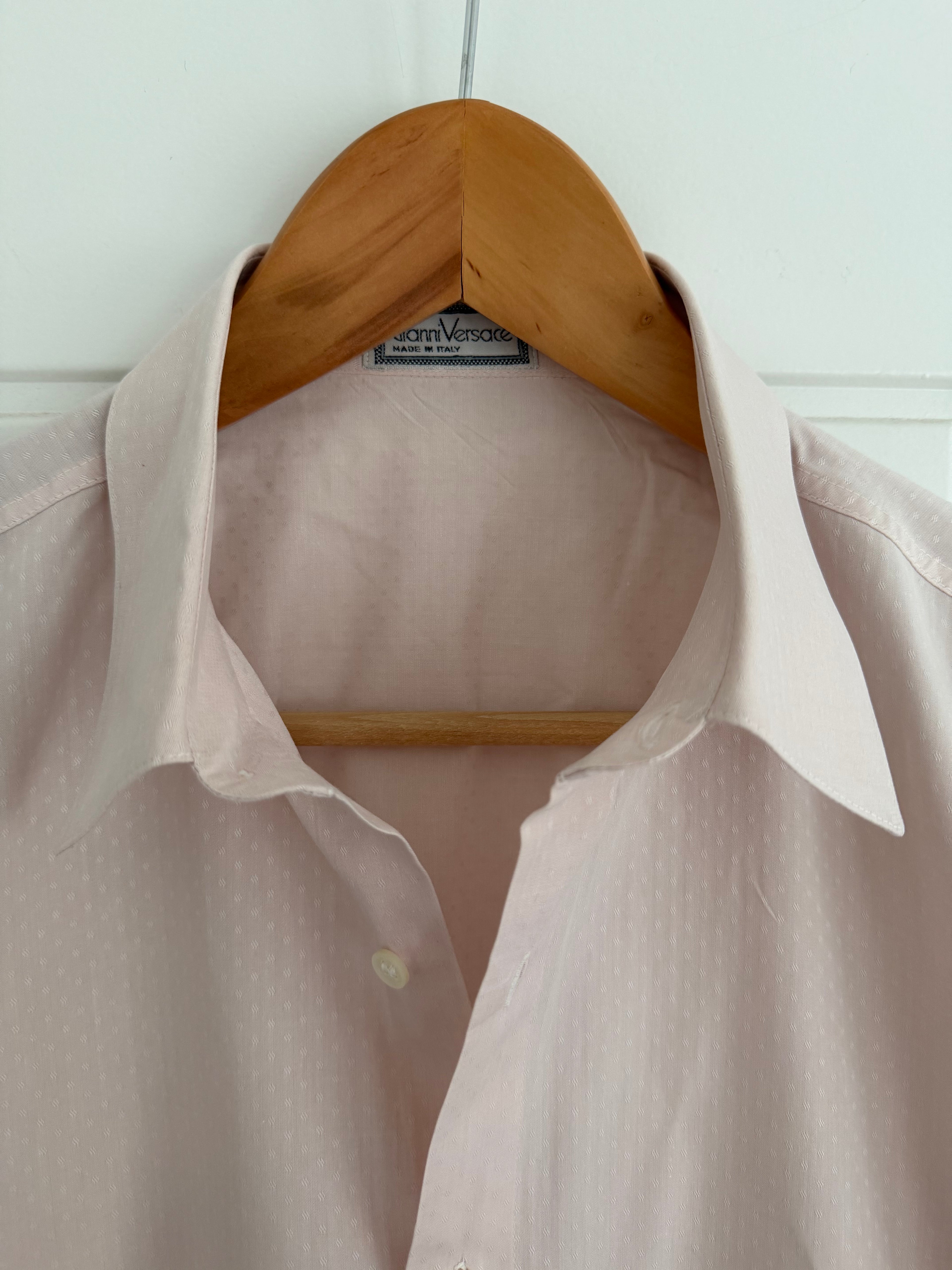 Versace 1990s Relaxed Fit Pink Cotton Patterned Shirt - Size M