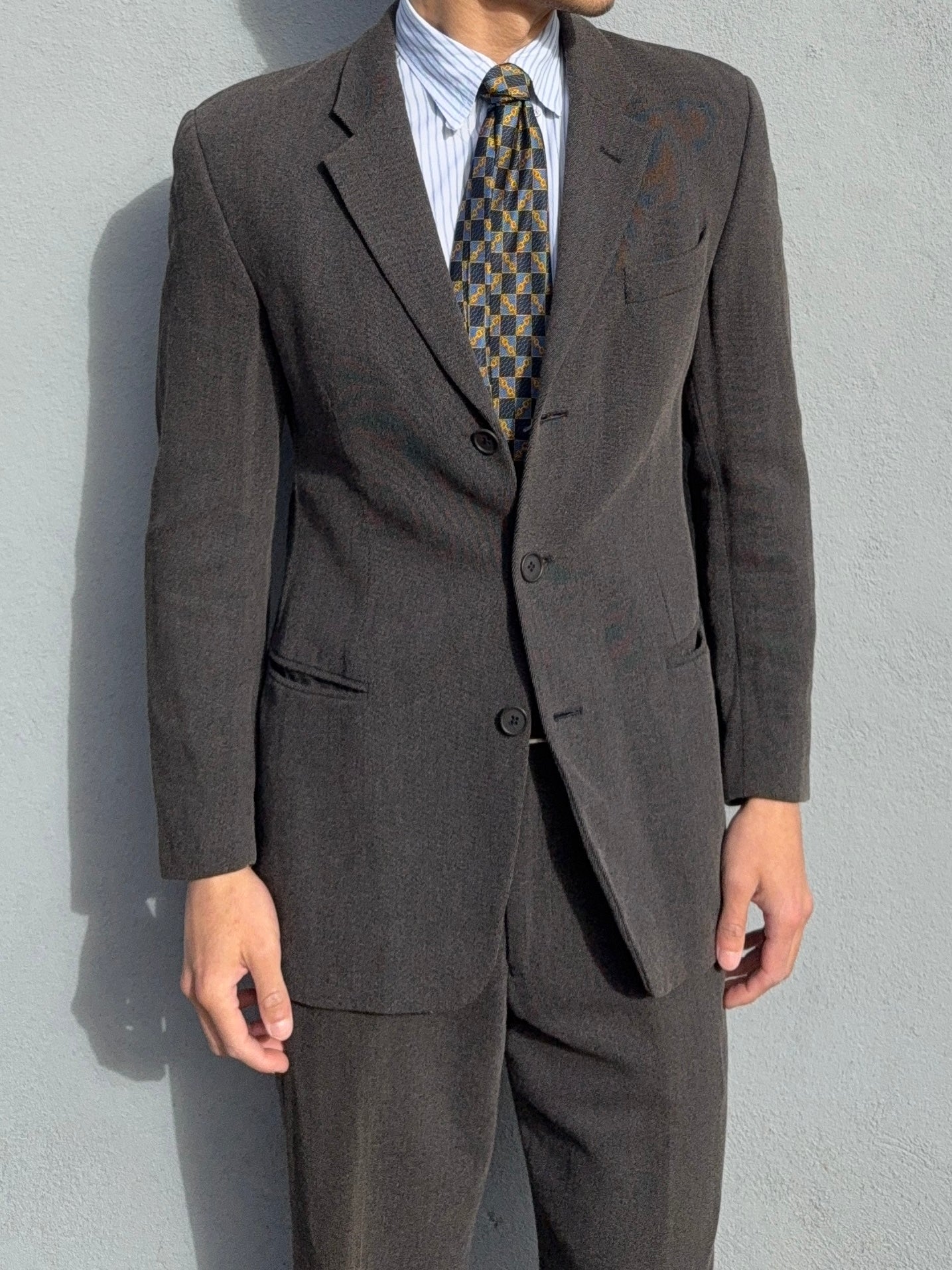 Emporio Armani SS2001 Draped Wool 3B Suit Grey - Size S Jacket / 30" Waist