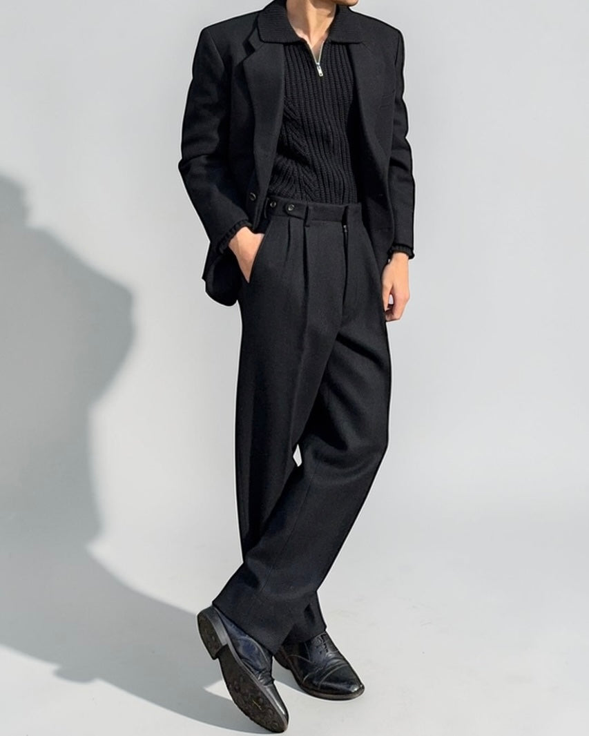 Comme Des Garcons Homme 1980s Triple Pleat Melton Wool Suit - M Jacket / 32" Waist