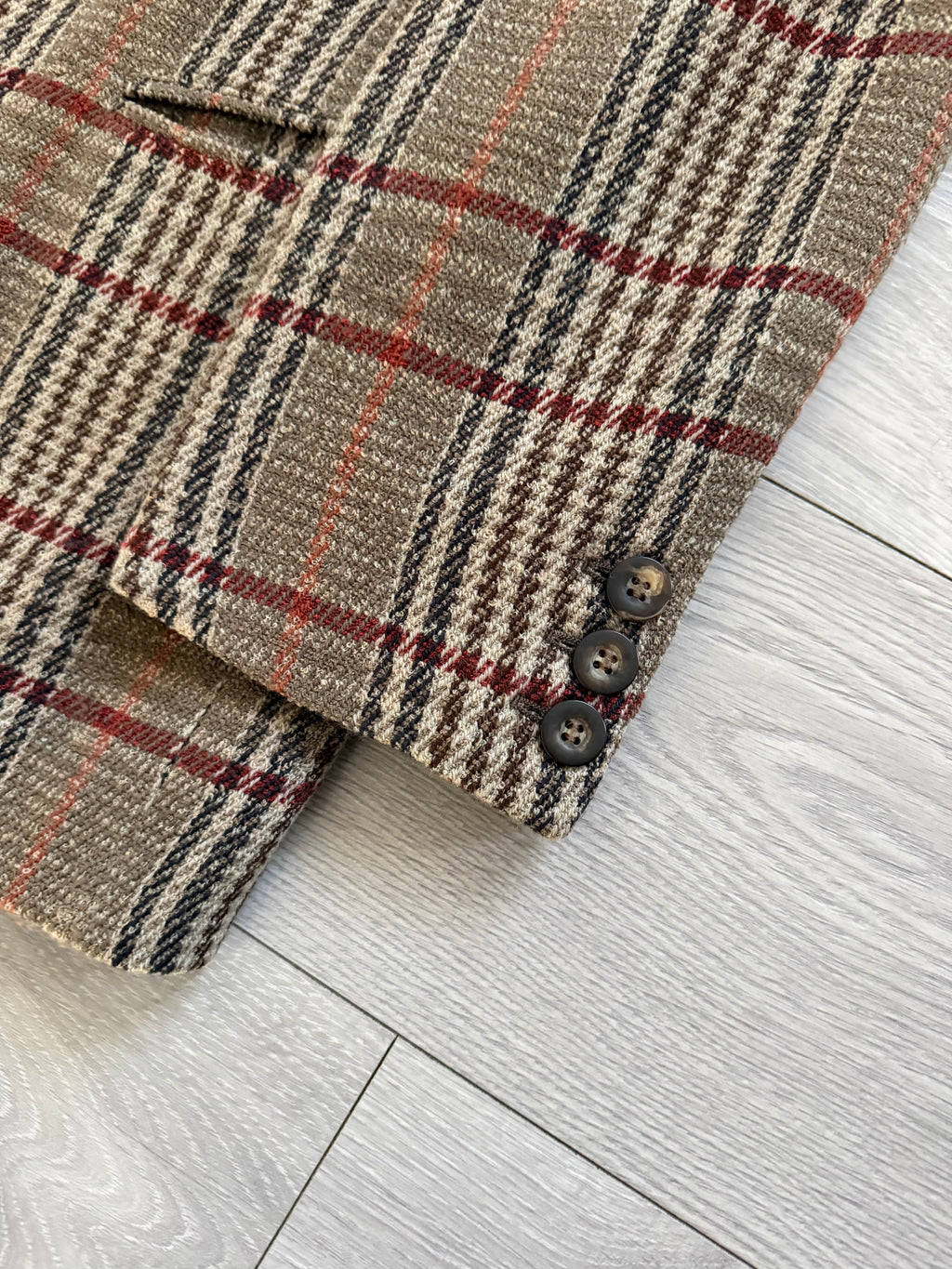 Emporio Armani 1990s 2B Check Wool Cotton Textured Sport Jacket Blazer - Size M
