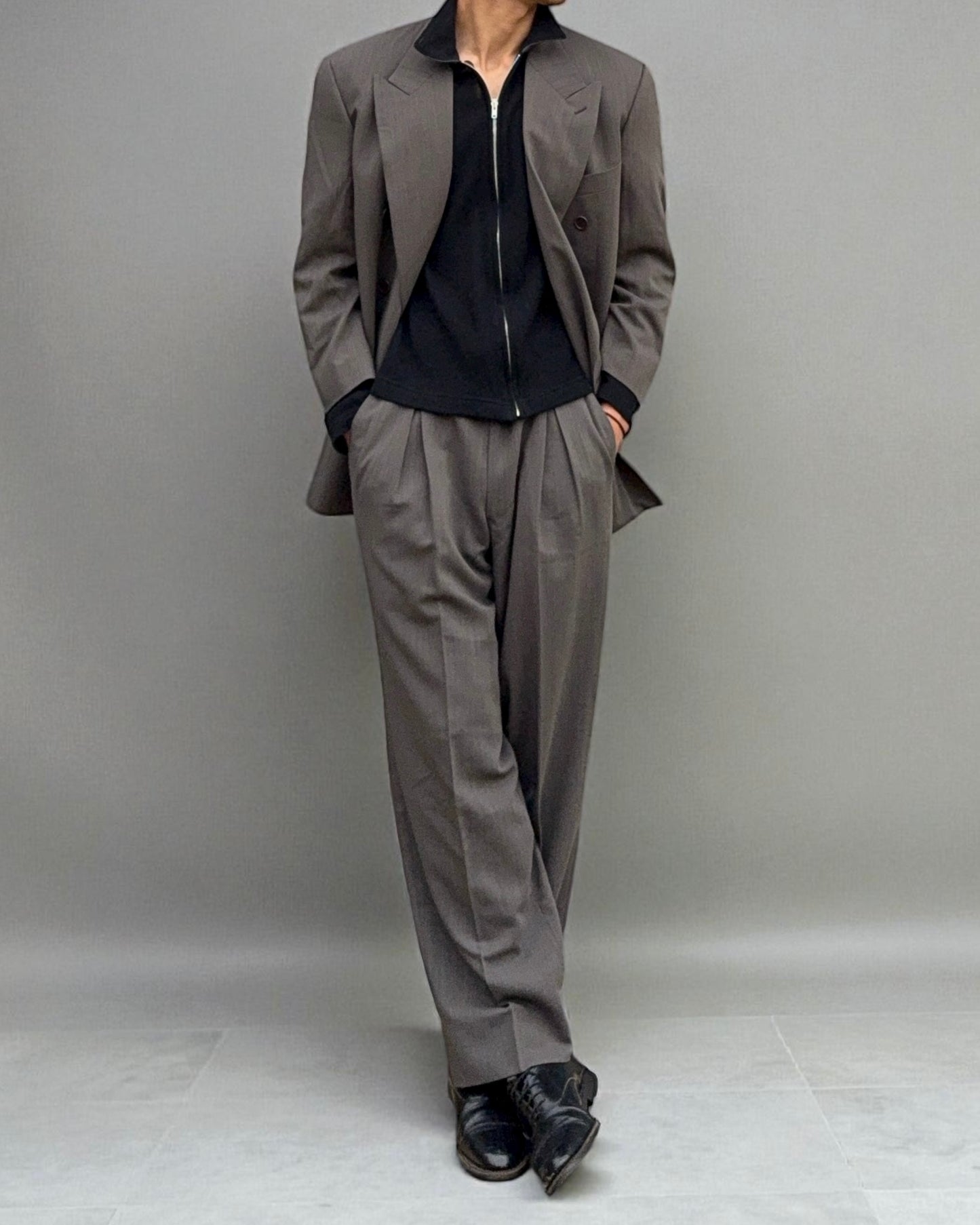 Giorgio Armani 1990s Double Breasted Triple Pleat Wool Suit - Size M Jacket / 32" Waist