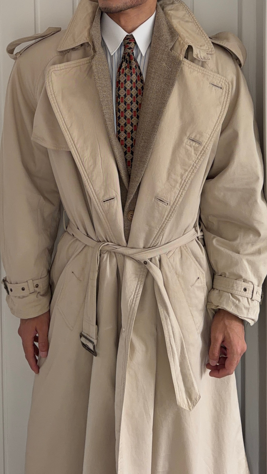 Hugo Boss 1980s Padded Power Trench Coat - Size L