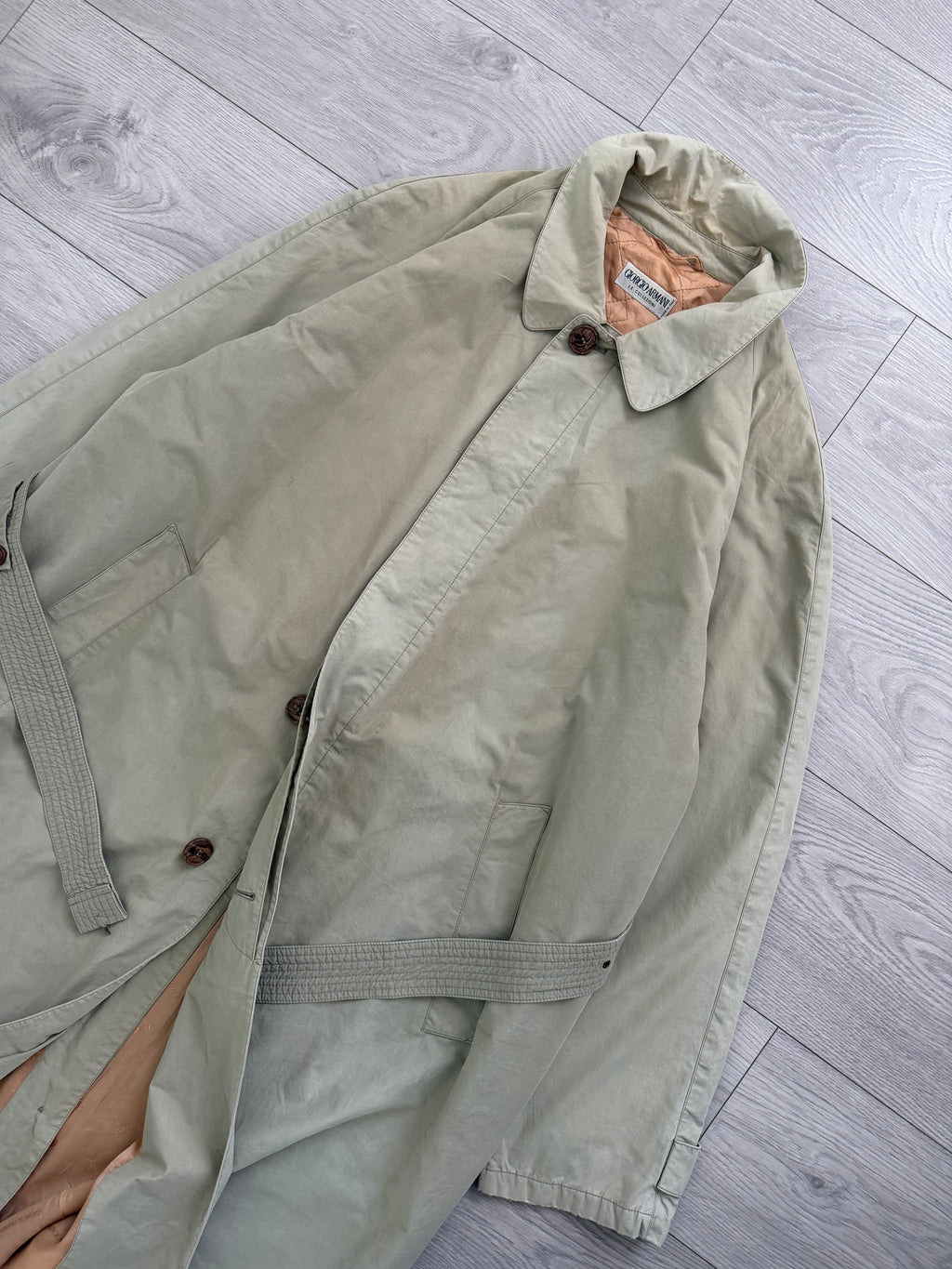 Giorgio Armani 1980s Cotton Belted Raincoat - Size L