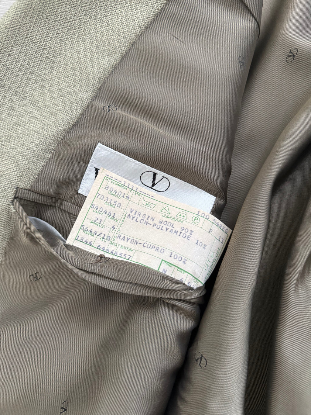 Valentino 1980s 3B Taupe Beige Wool Sports Blazer Jacket - Size XL