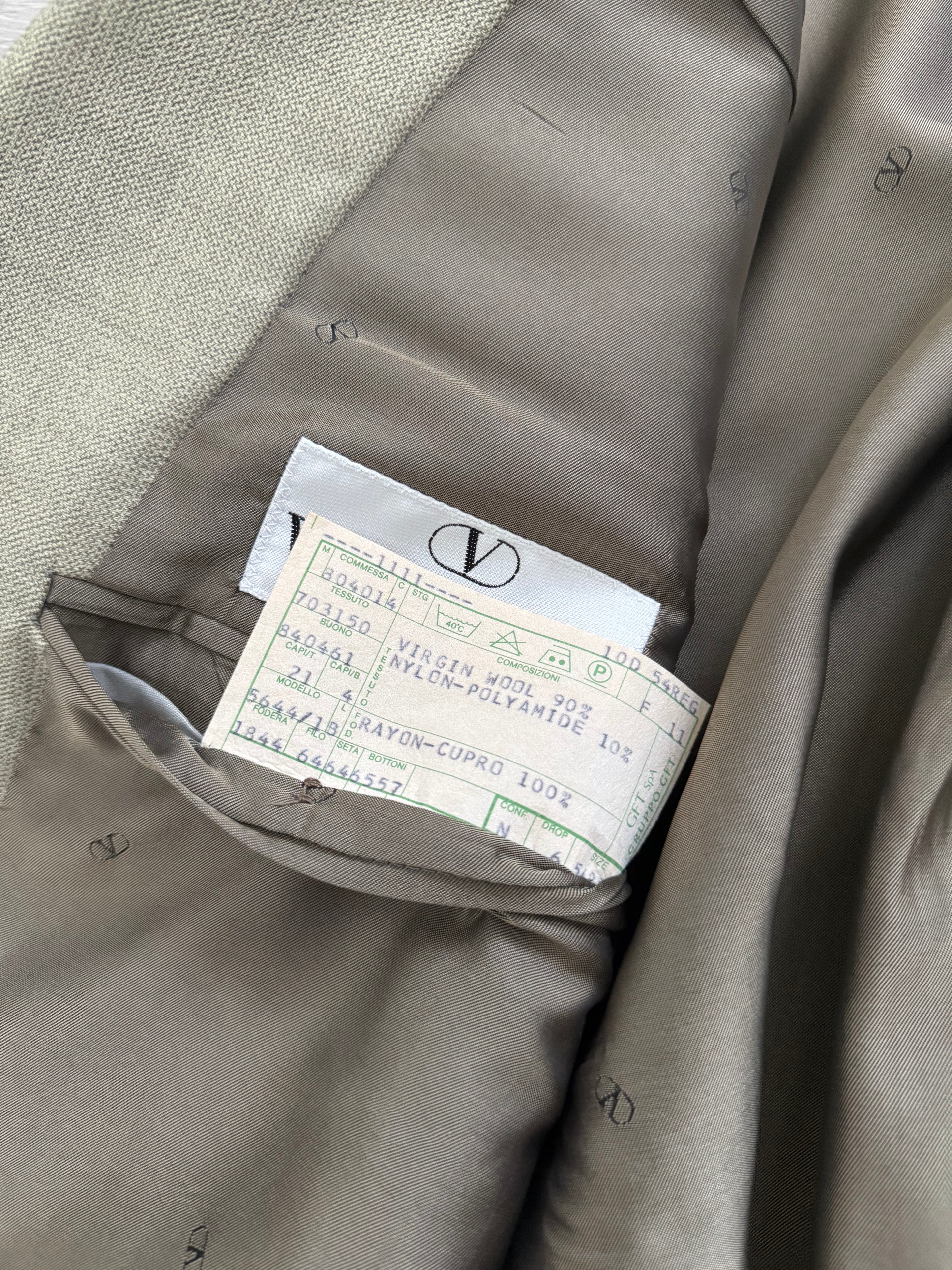 Valentino 1980s 3B Taupe Beige Wool Sports Blazer Jacket - Size XL