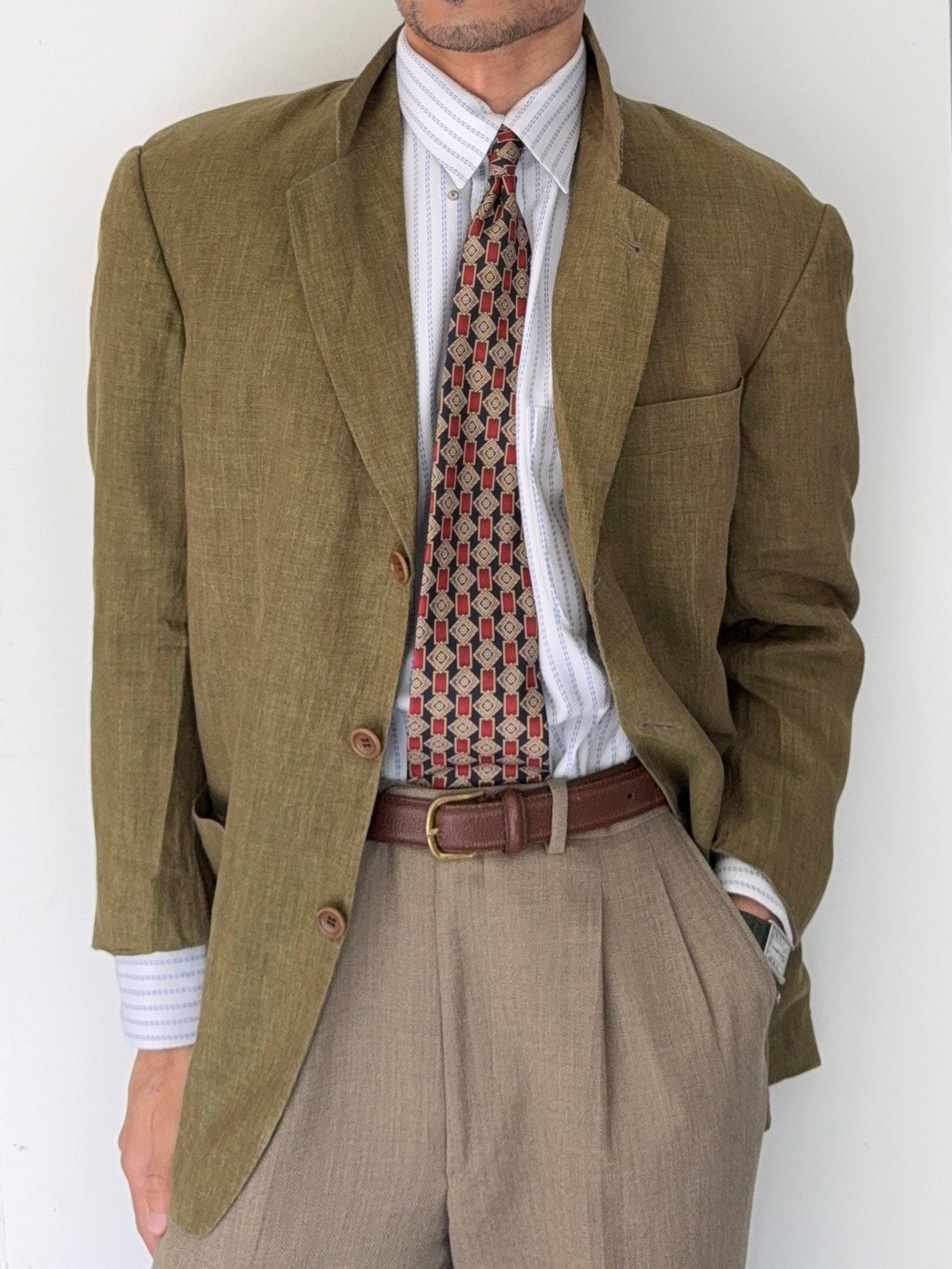 Hugo Boss 1990s 'Maputo' 3B Linen Sports Jacket - Size M