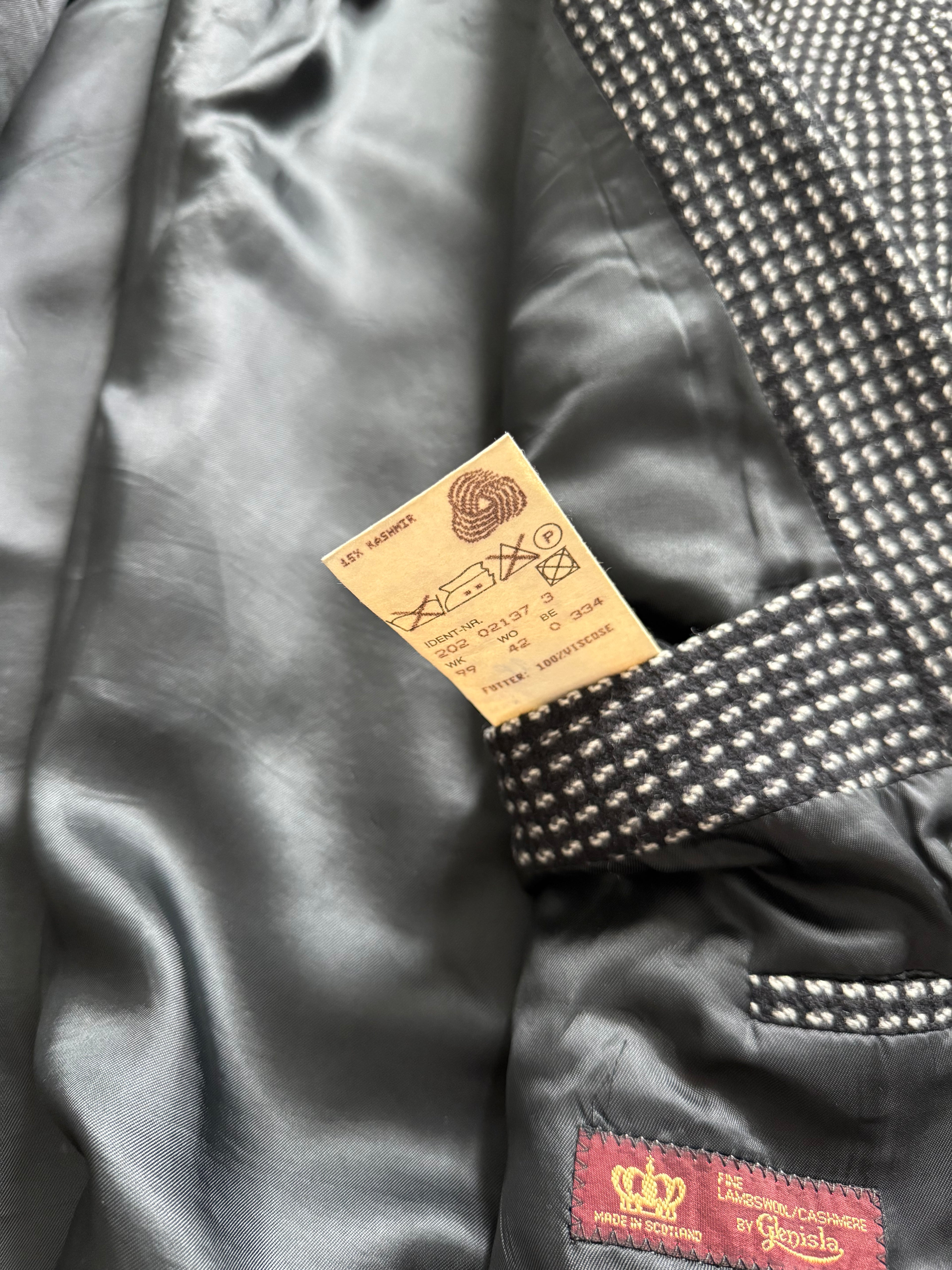 Hugo Boss 1980s Wool Cashmere Peaked Lapel Double Breasted Textured Sport Jacket Blazer - Size XL