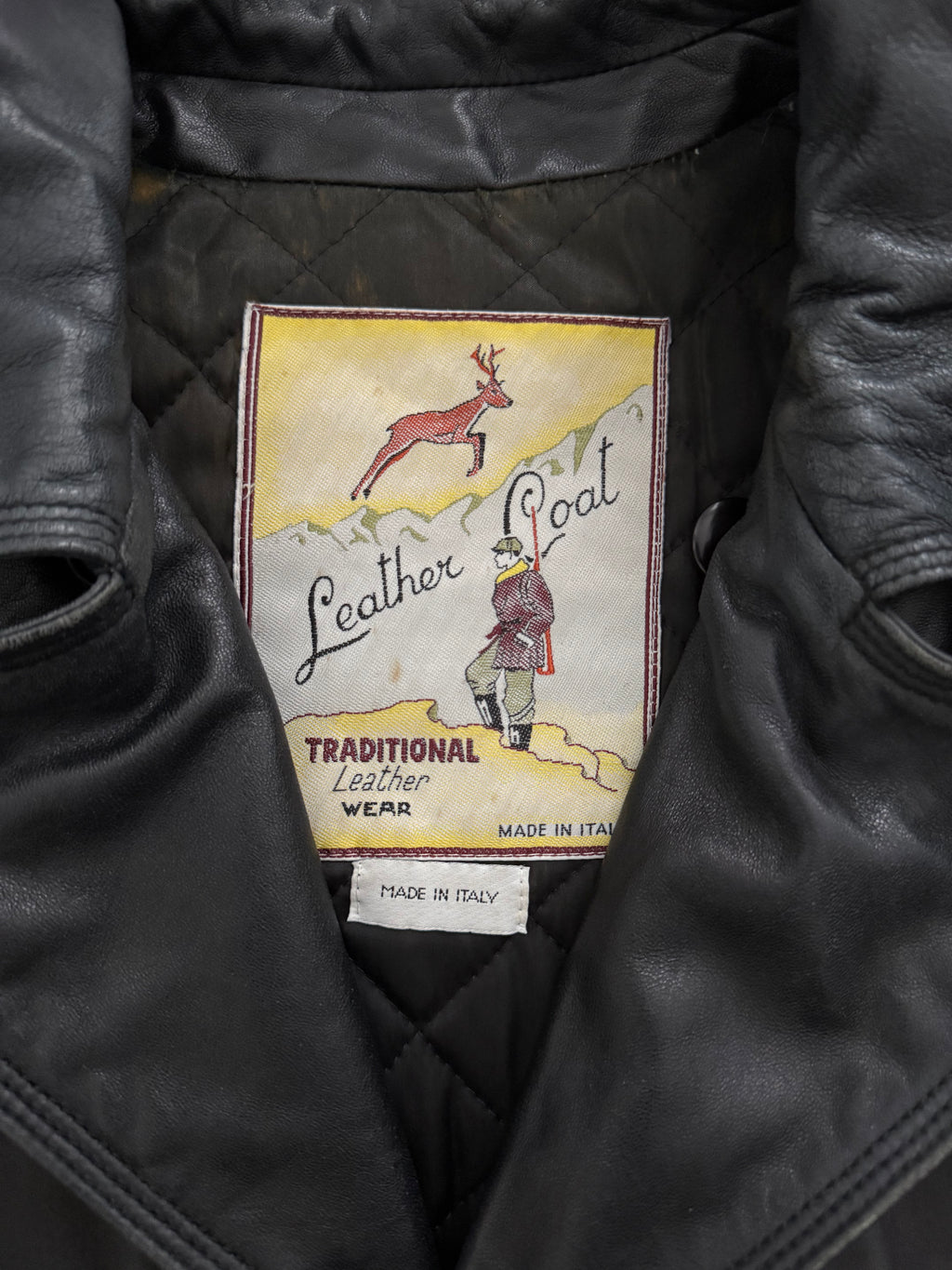 Sicons Armani 1980s Leather Hunting Jacket Coat - Size M