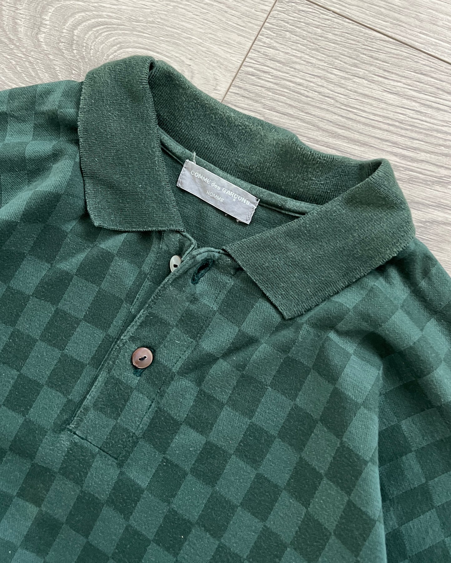 Comme Des Garcons Homme 1990s 'LV Damier' Imitation Polo Shirt - Size M