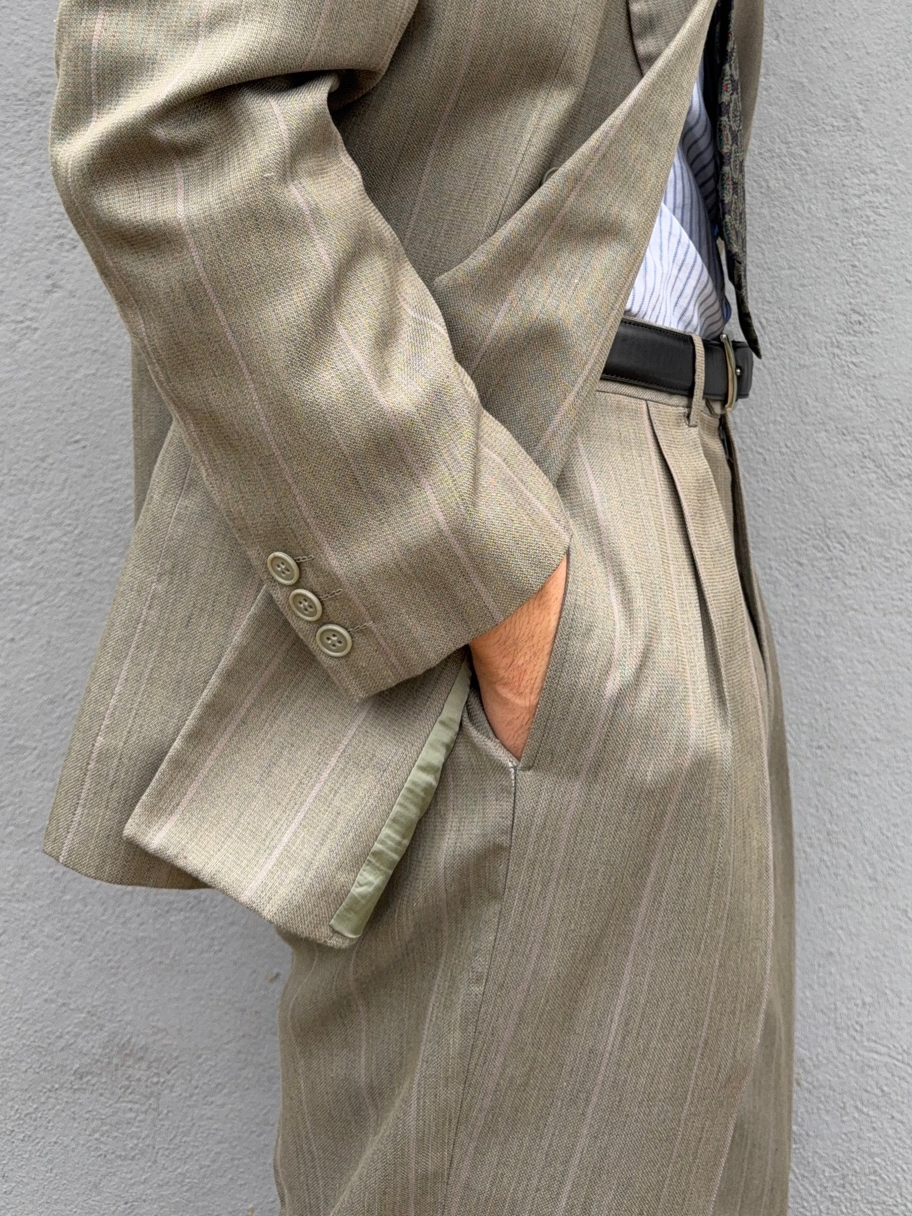 Giorgio Armani Mainline 1980s Double Breasted Pleated Wool Suit - Size M Jacket / 31" Waist