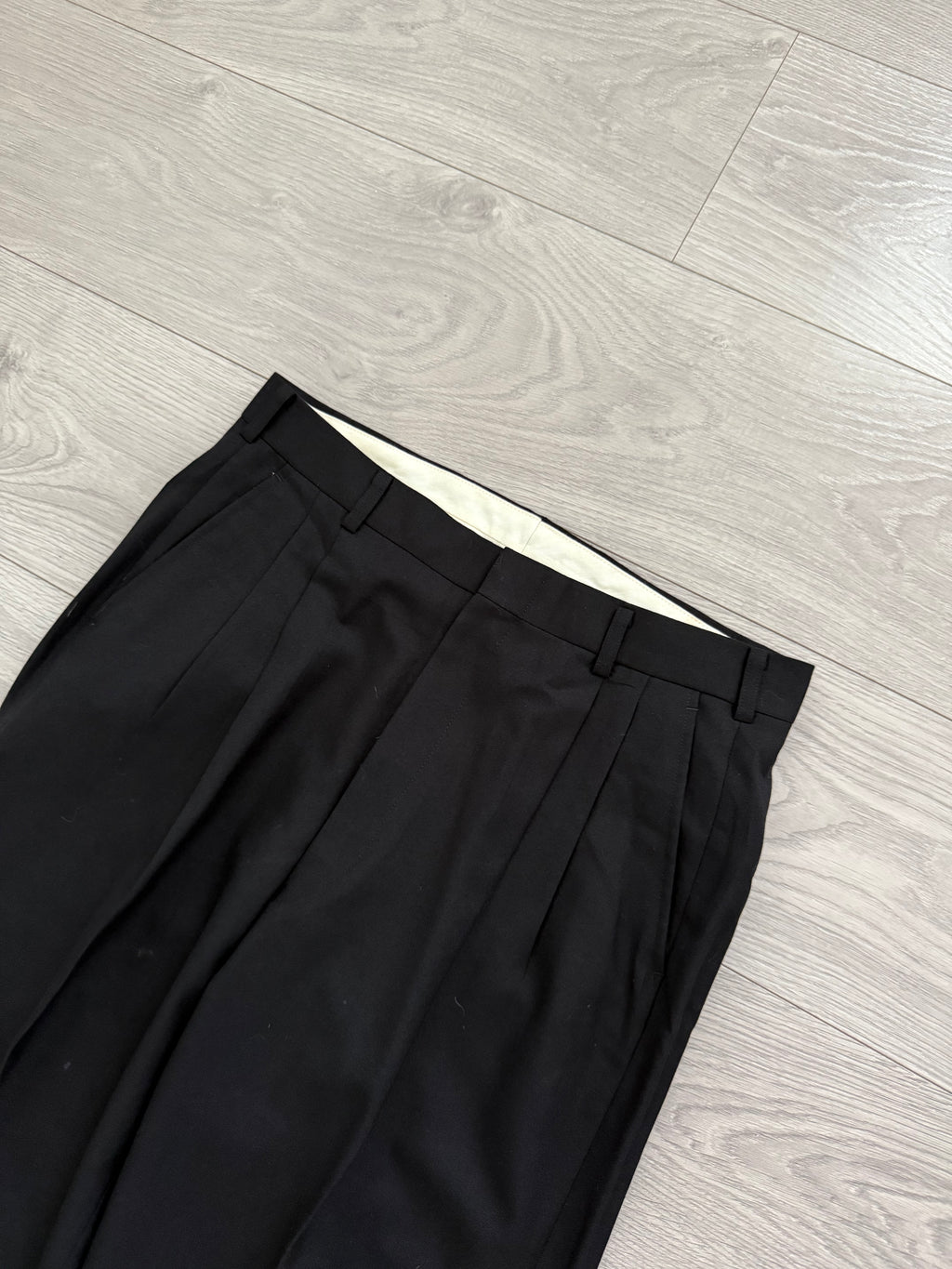 Yves Saint Laurent 1990s Black Pleated Wool Suit - Size M Jacket / 30" Waist