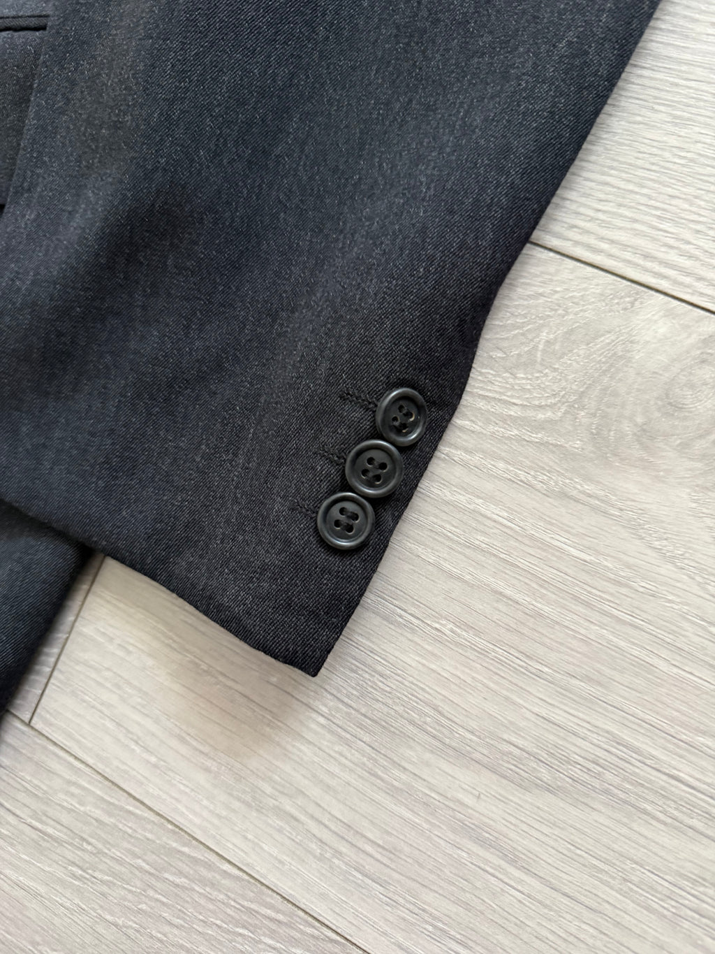 Hugo Boss 1980s 'Al Capone' Grey Peaked Lapel Double Breasted Wool Sports Jacket Blazer - Size L