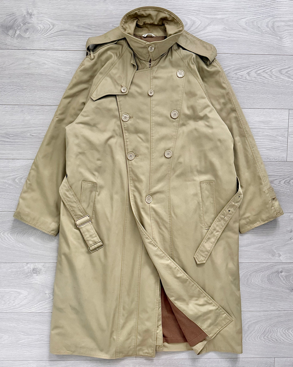 Giorgio Armani Mainline 1980s Military Trench Coat - Size L