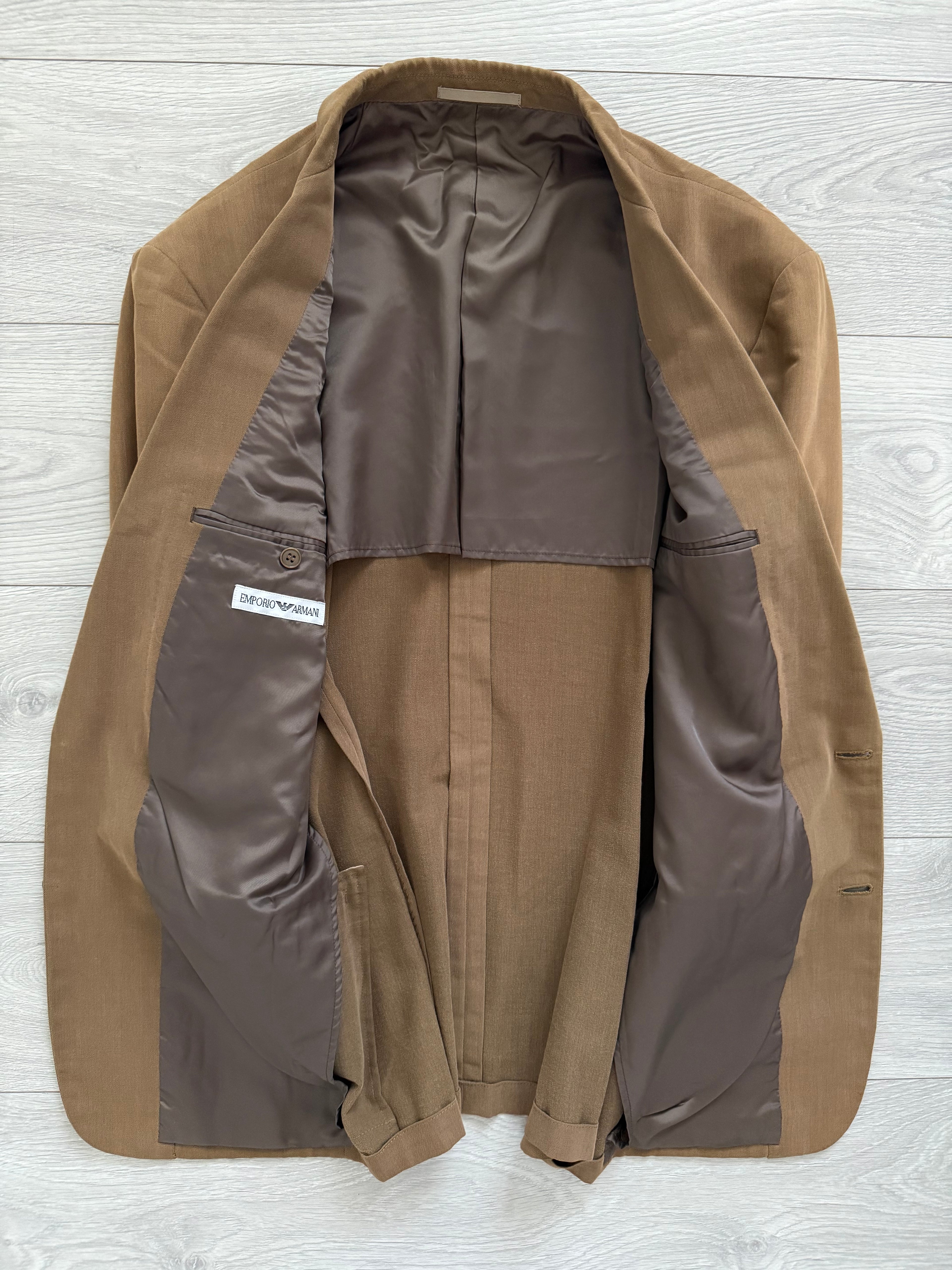 Emporio Armani 1990s 2B Wool Cotton Brown Sports Jacket Blazer - Size L