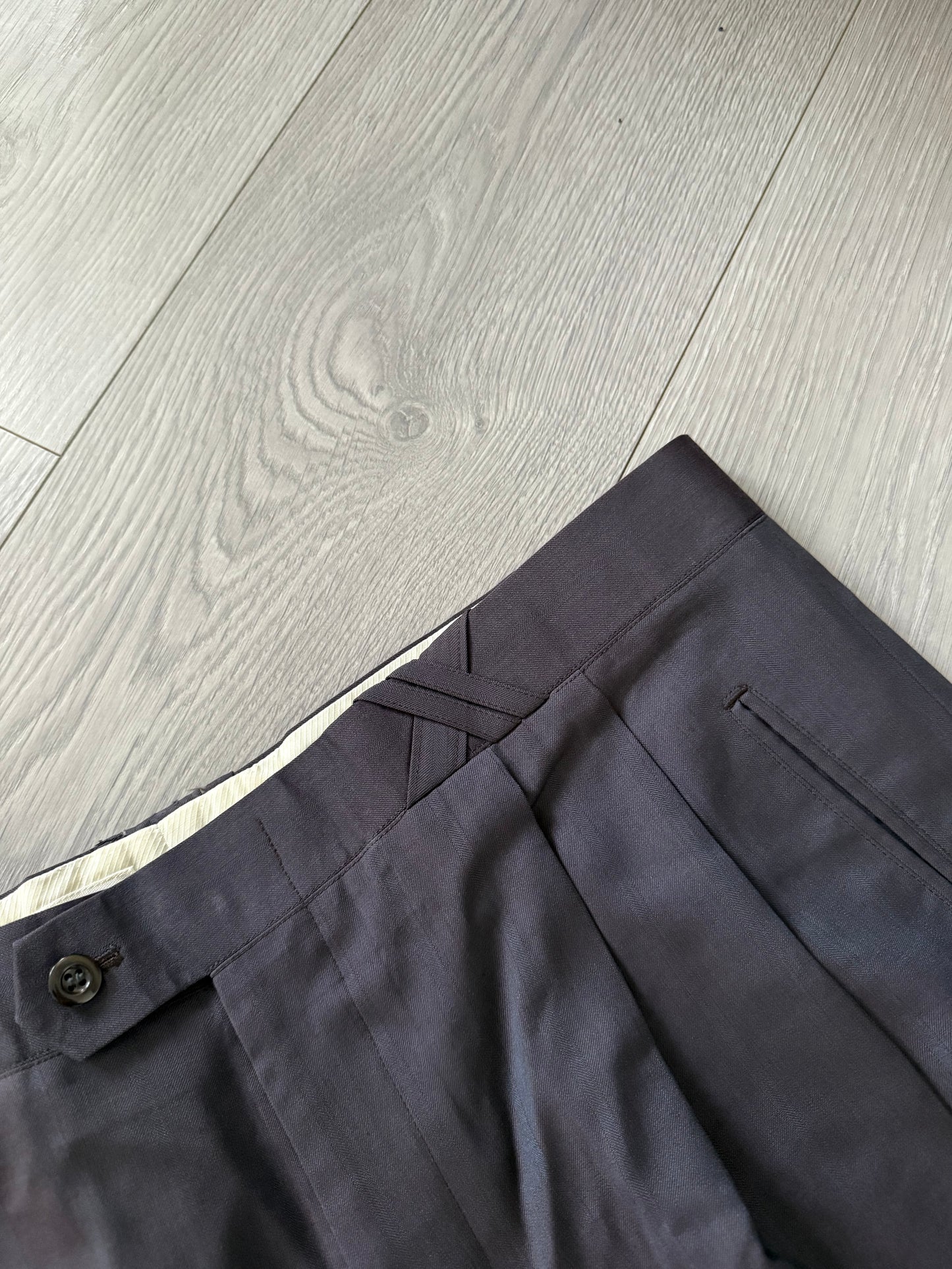 Yves Saint Laurent 1990s Double-Breasted Pleated Wool Suit - Size XL Jacket / 36" Waist