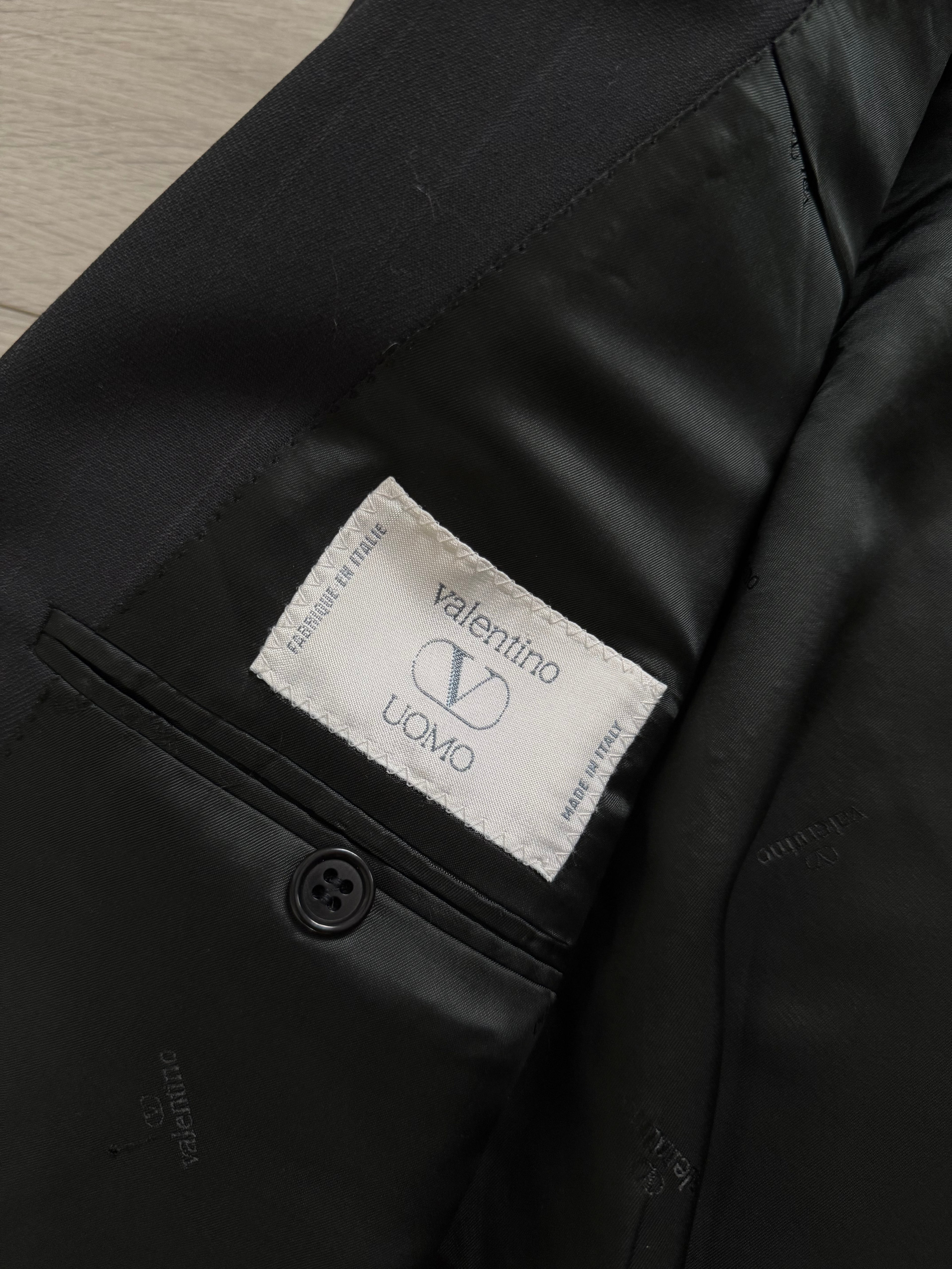 Valentino 1980s Peaked Lapel Double Breasted Grey Sport Jacket Blazer - Size L