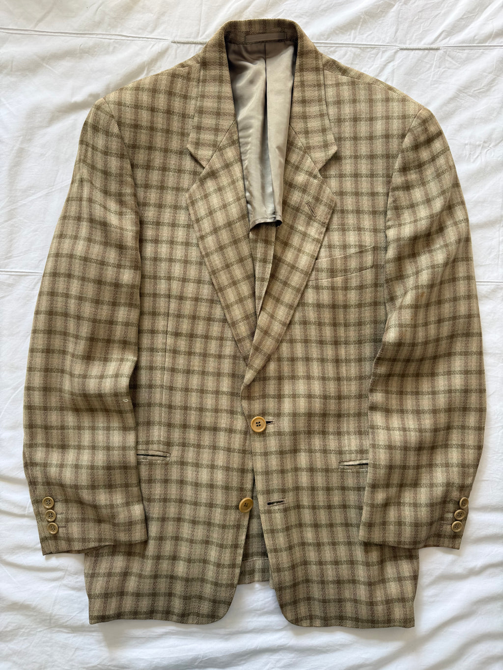 Emporio Armani 1980s 2B Textured Linen Silk Wool Lightweight Sport Jacket Blazer  - Size S