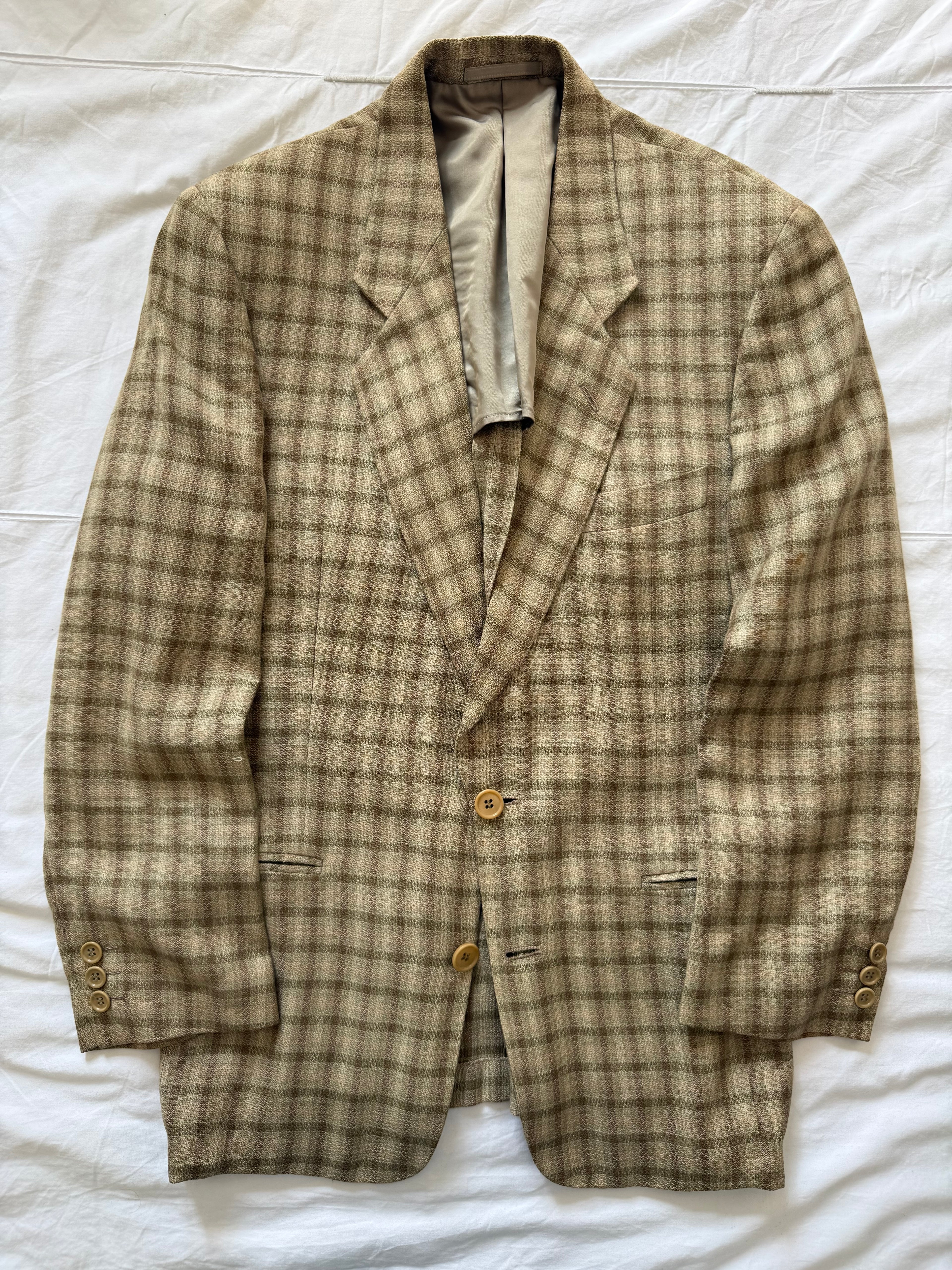 Emporio Armani 1980s 2B Textured Linen Silk Wool Lightweight Sport Jacket Blazer  - Size S