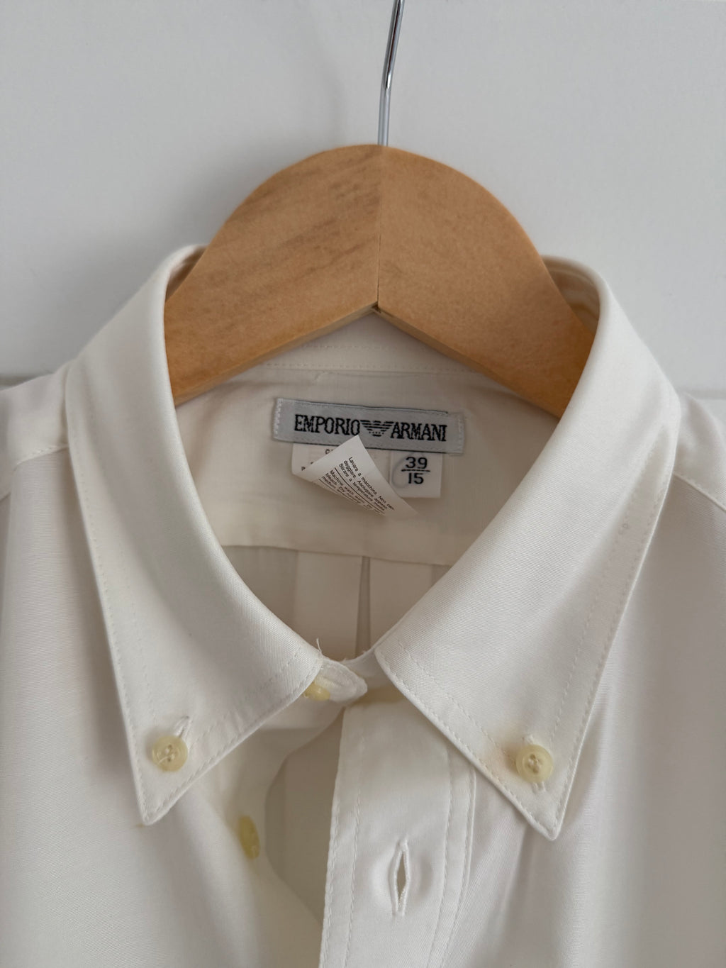 Emporio Armani 1990s Draped Cotton Off-White Shirt - Size S