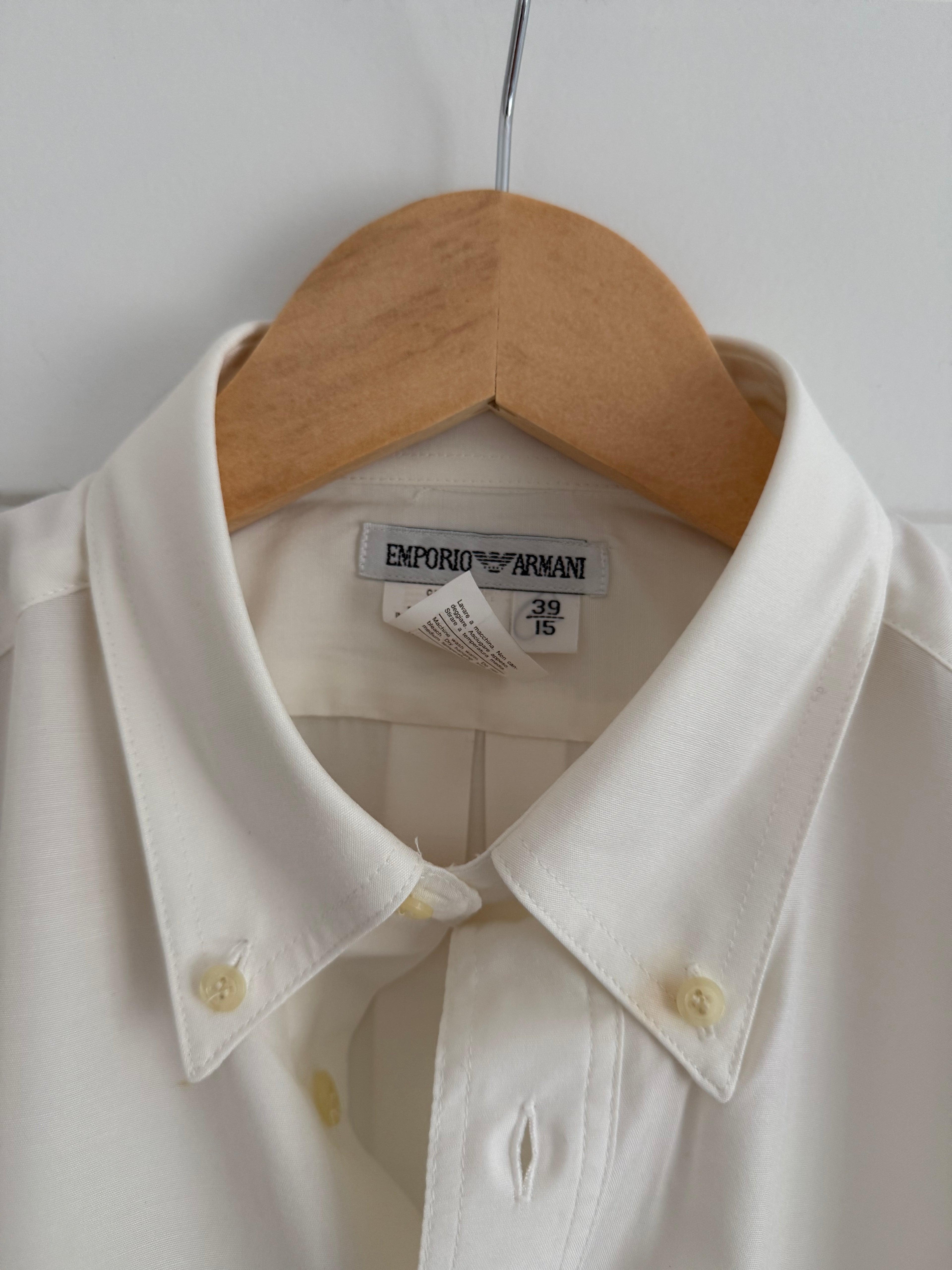 Emporio Armani 1990s Draped Cotton Off-White Shirt - Size S