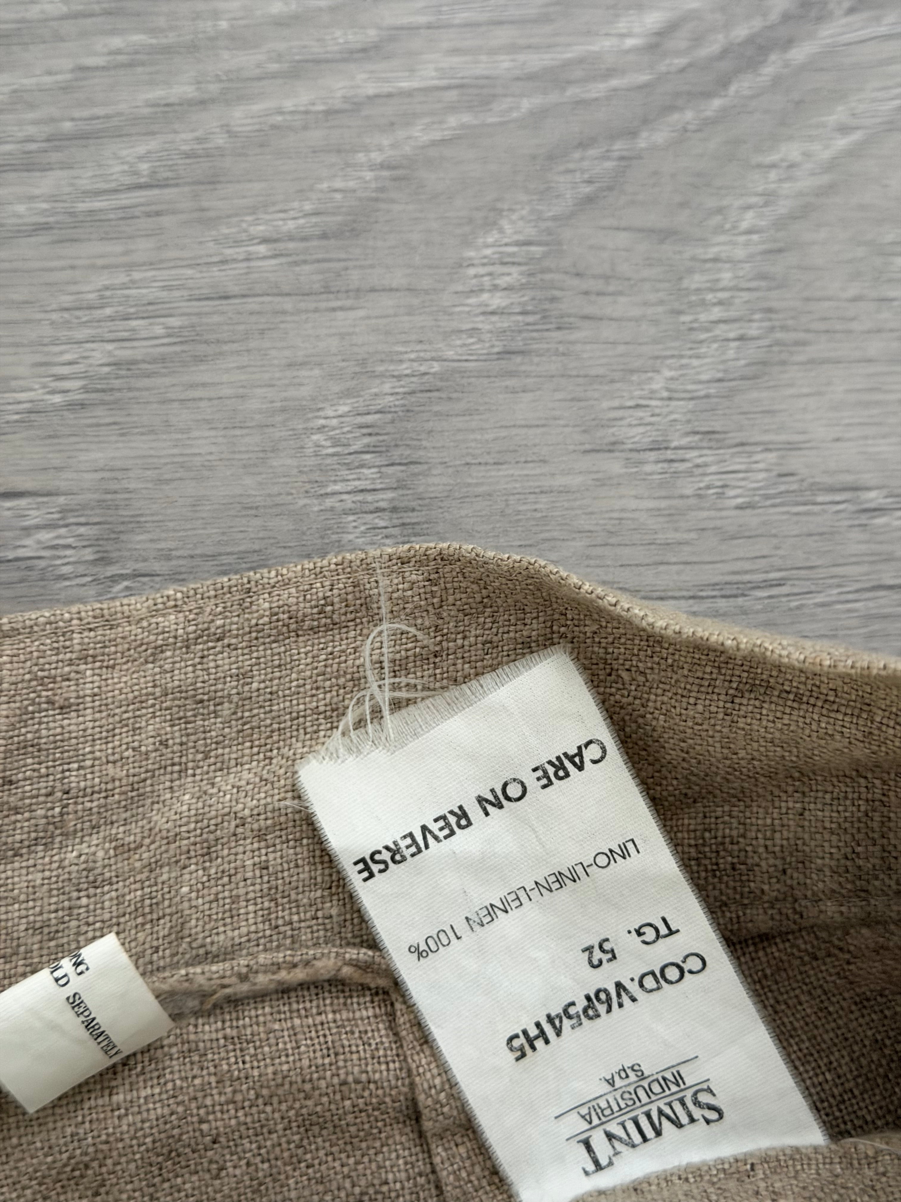 Armani 1990s Triple Pleat Beige Linen Pants - Size 34" Waist
