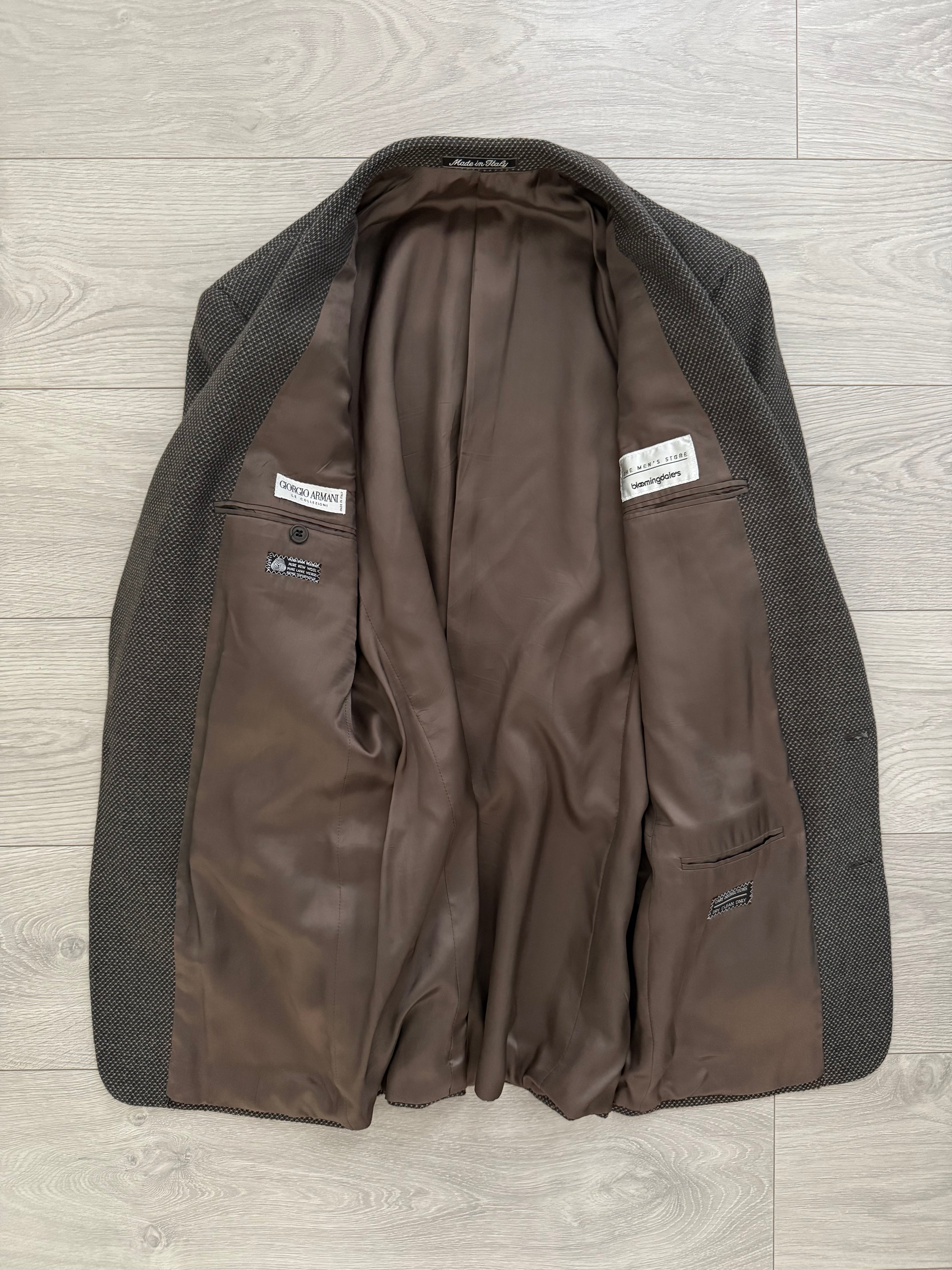 Giorgio Armani 1980s Textured 2B Wool Brown Sports Blazer Jacket - Size M