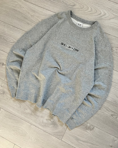 Salomon Early 00s Graphic Grey Crewneck Sweater - Size M