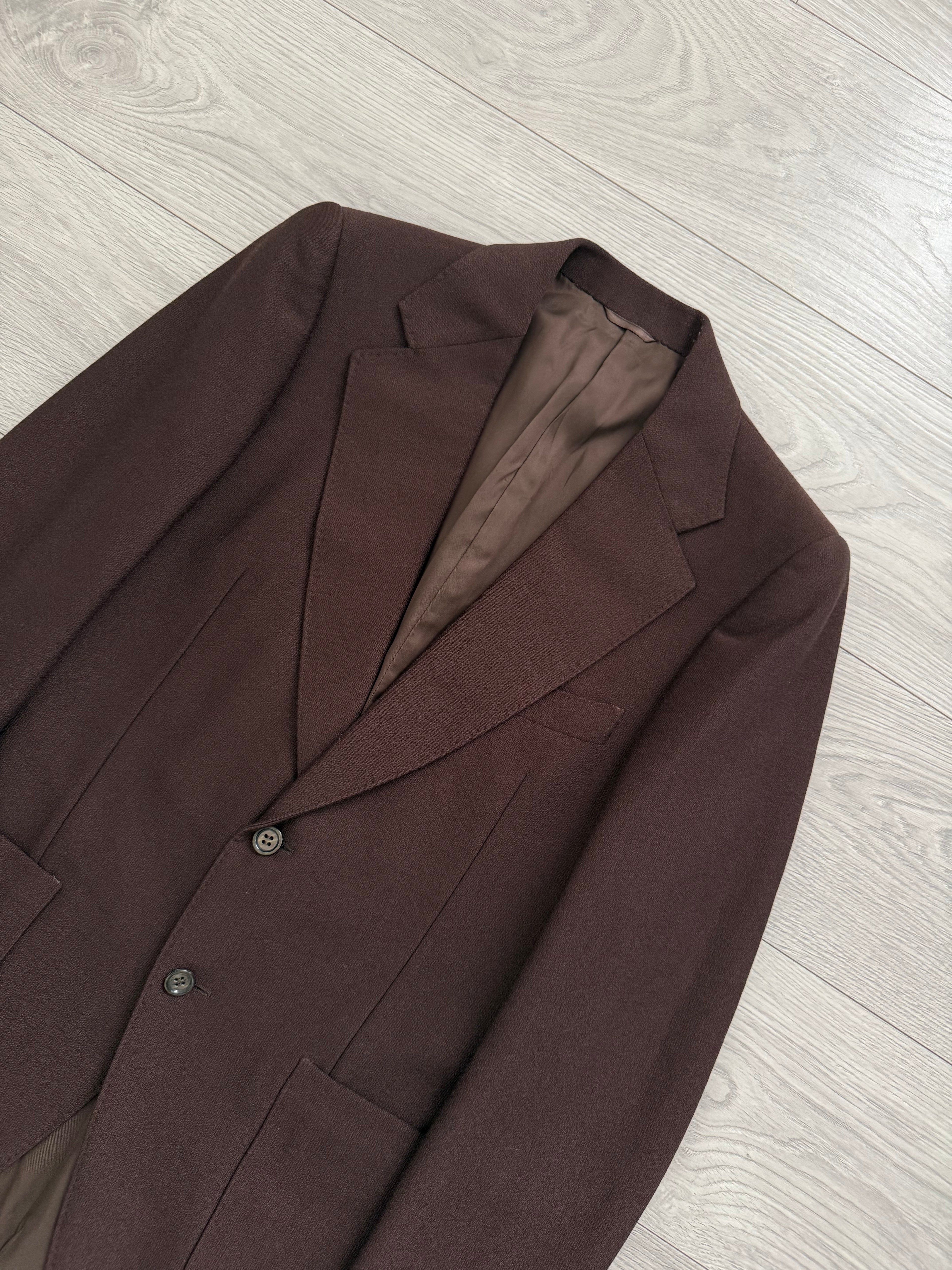 1970s Vintage Burgundy Brown Wool Sports Jacket Blazer Made in Italy - Size S