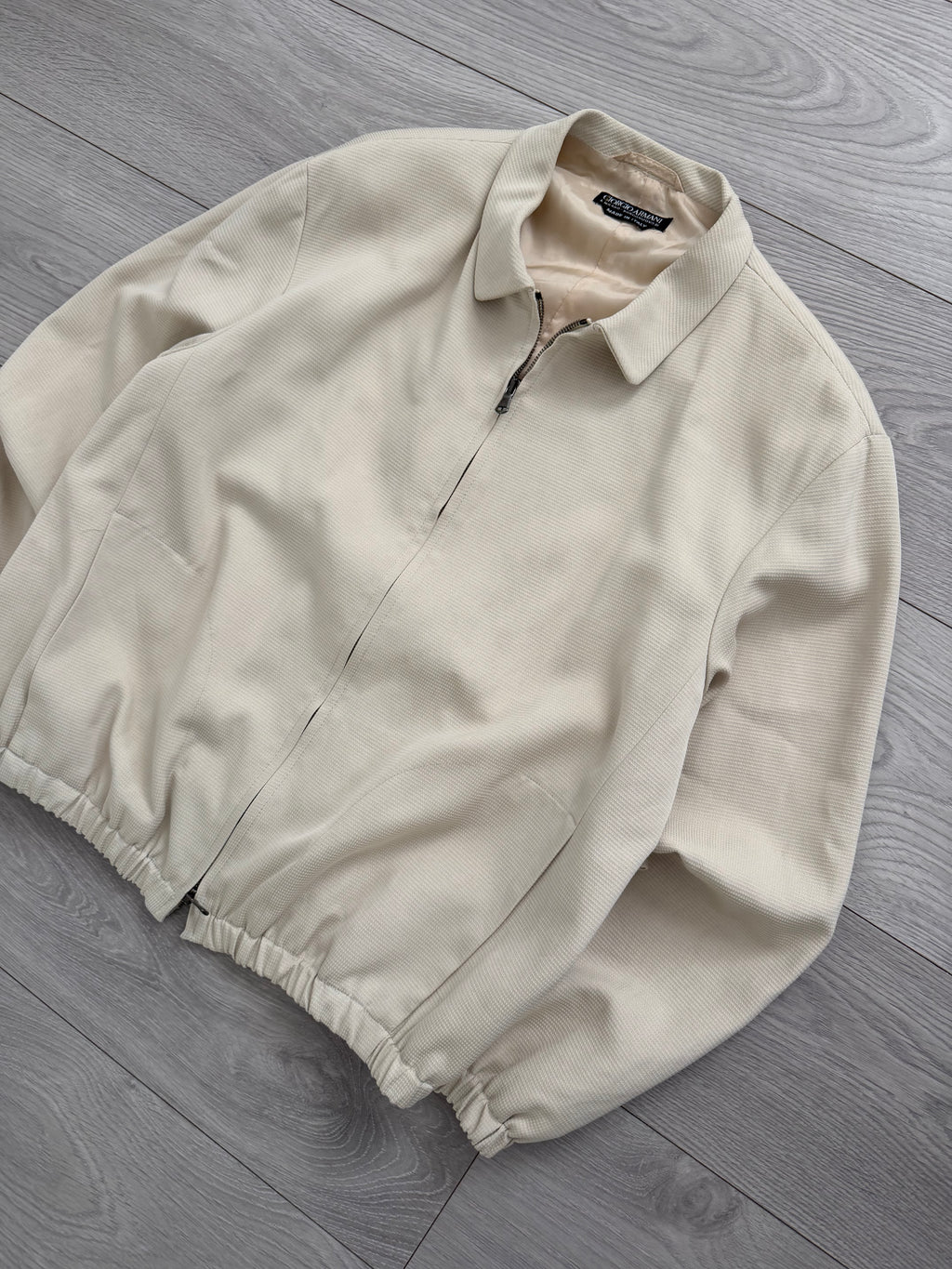 Giorgio Armani 1990s Black Label Cream Harrington Jacket - Size M