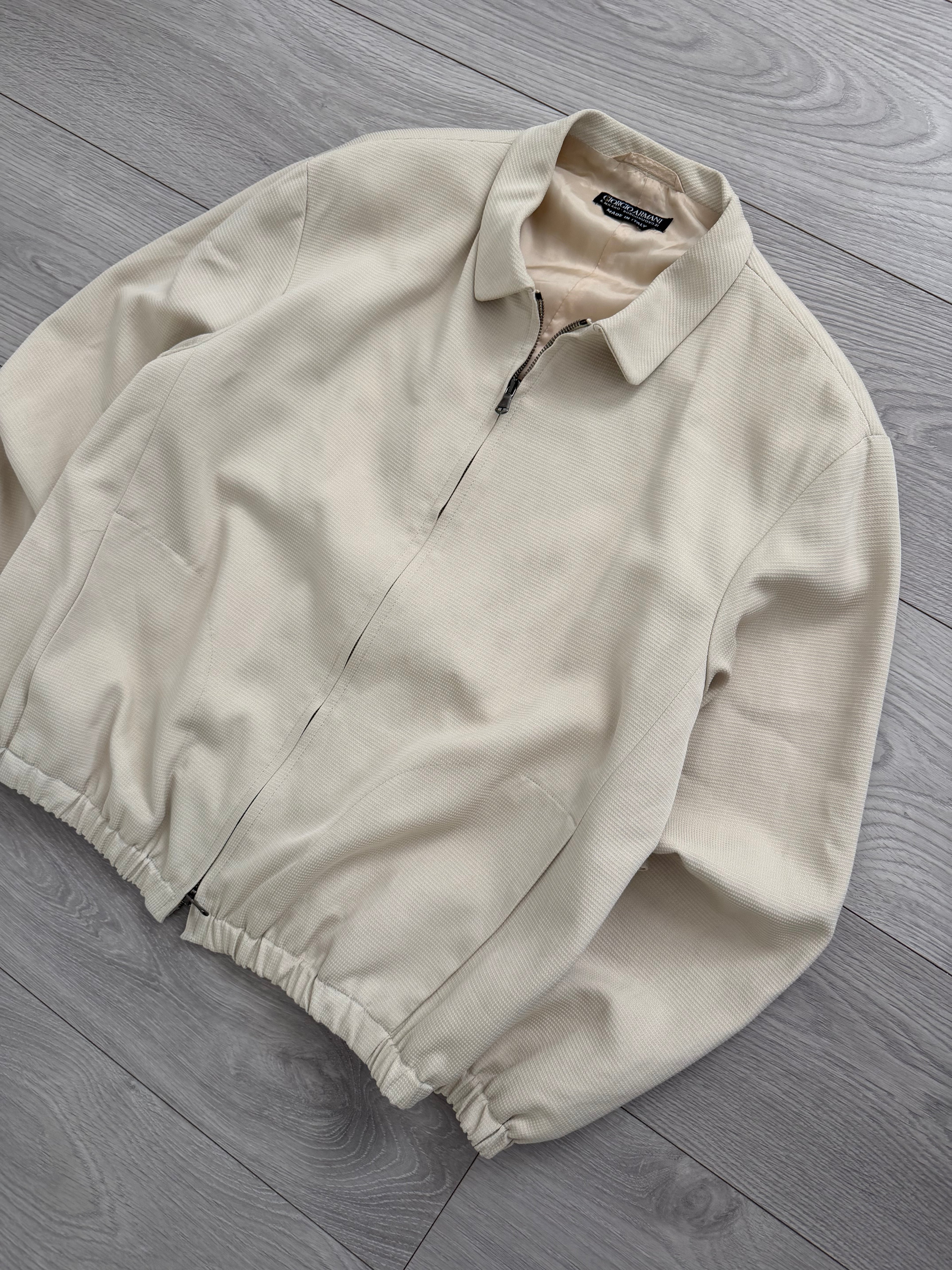 Giorgio Armani 1990s Black Label Cream Harrington Jacket - Size M