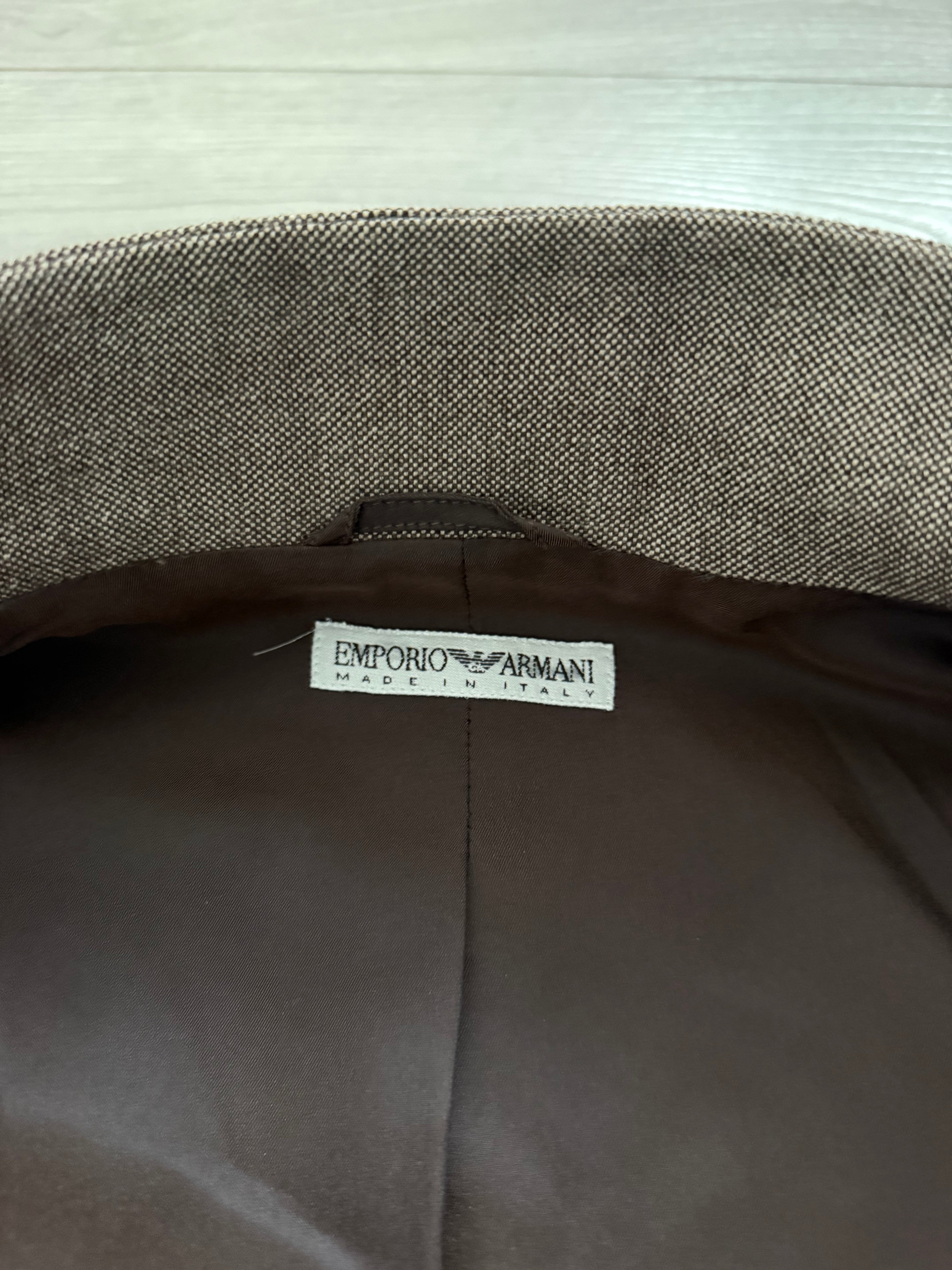 Emporio Armani 1998 Nehru Collar Taupe Brown Sports Jacket - Size S
